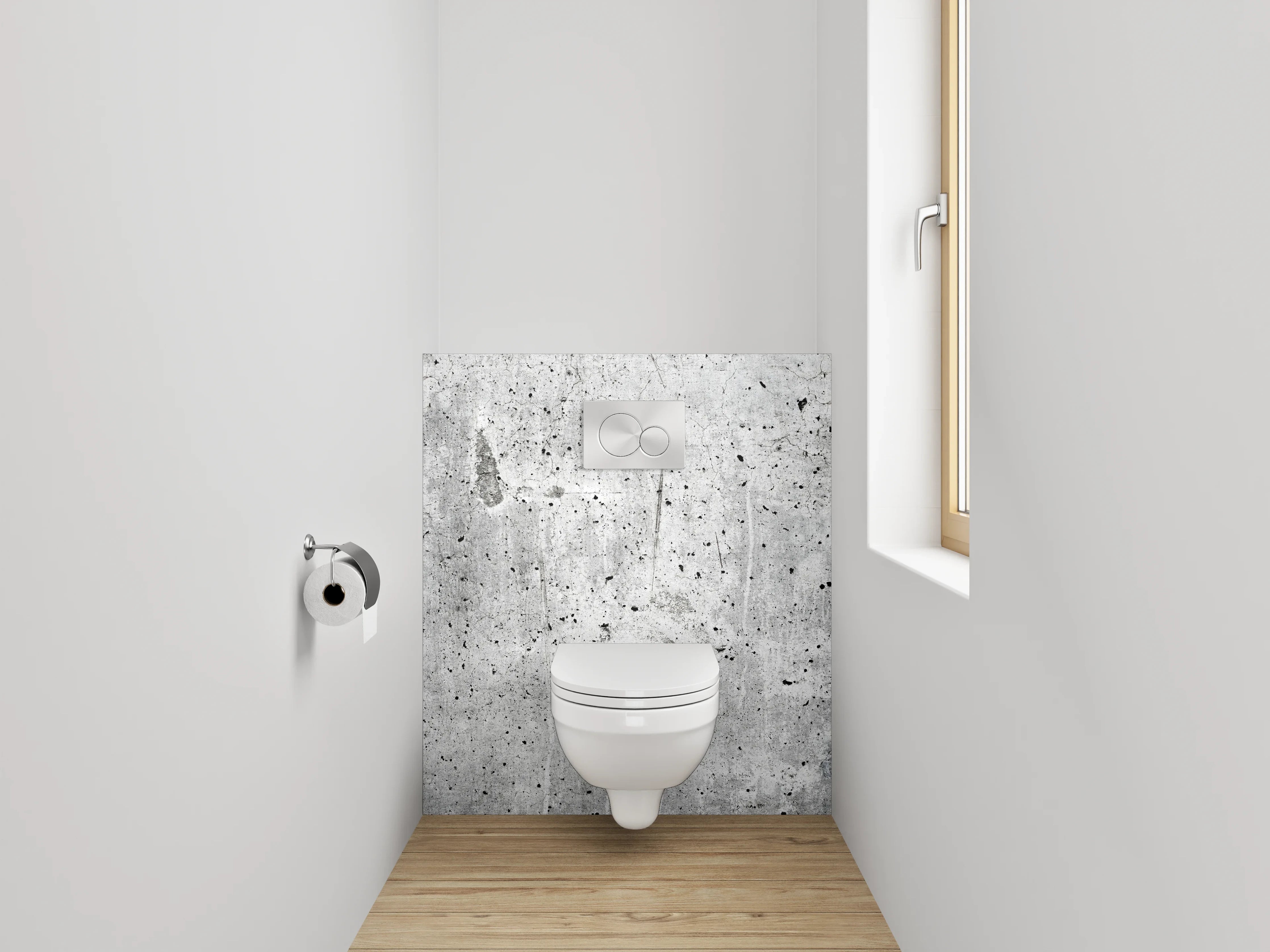 WC-Rückwand - Betonoptik Wand Verkleidung Grau Weiß