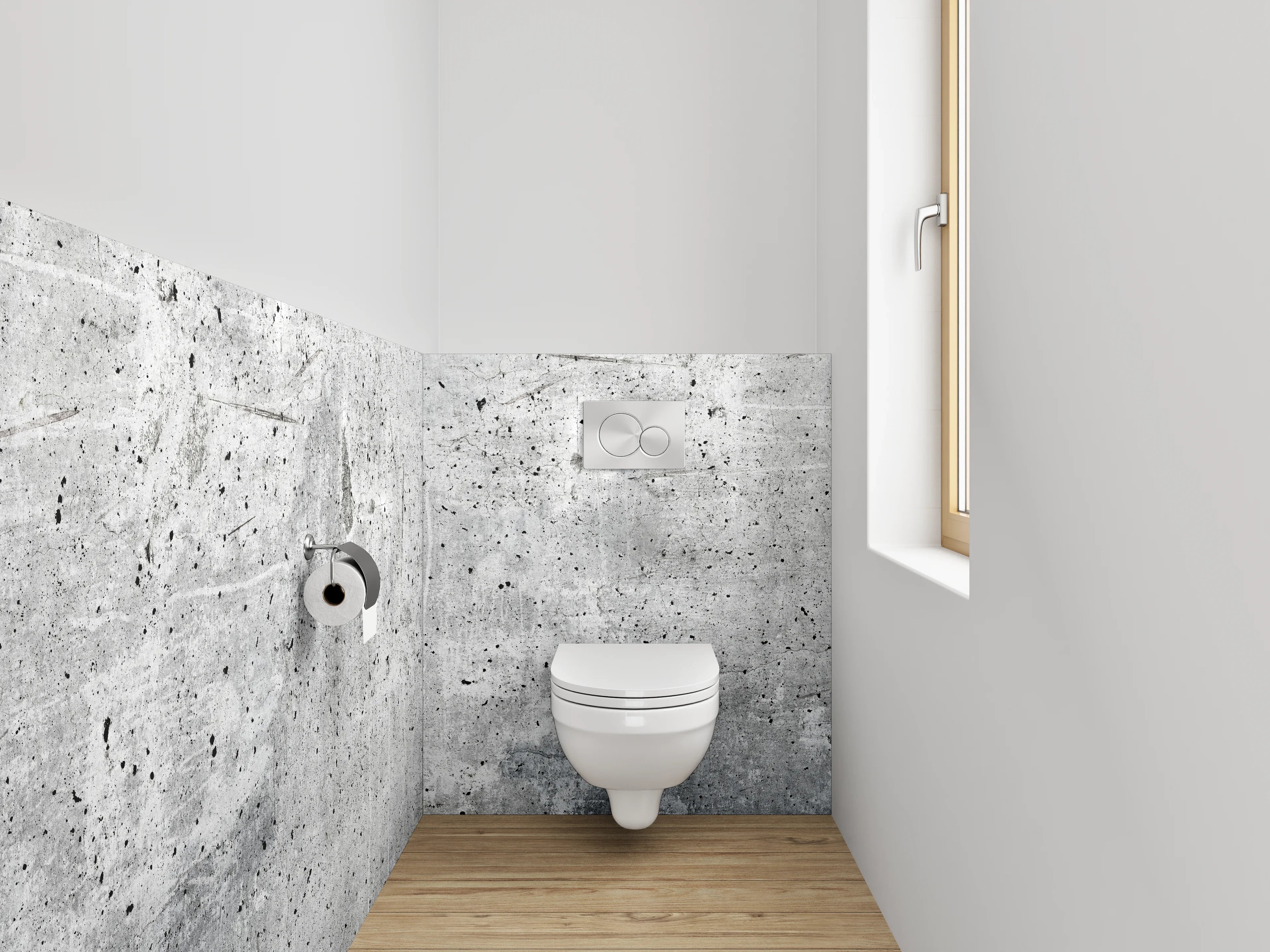 WC-Rückwand - Betonoptik Wand Verkleidung Grau Weiß