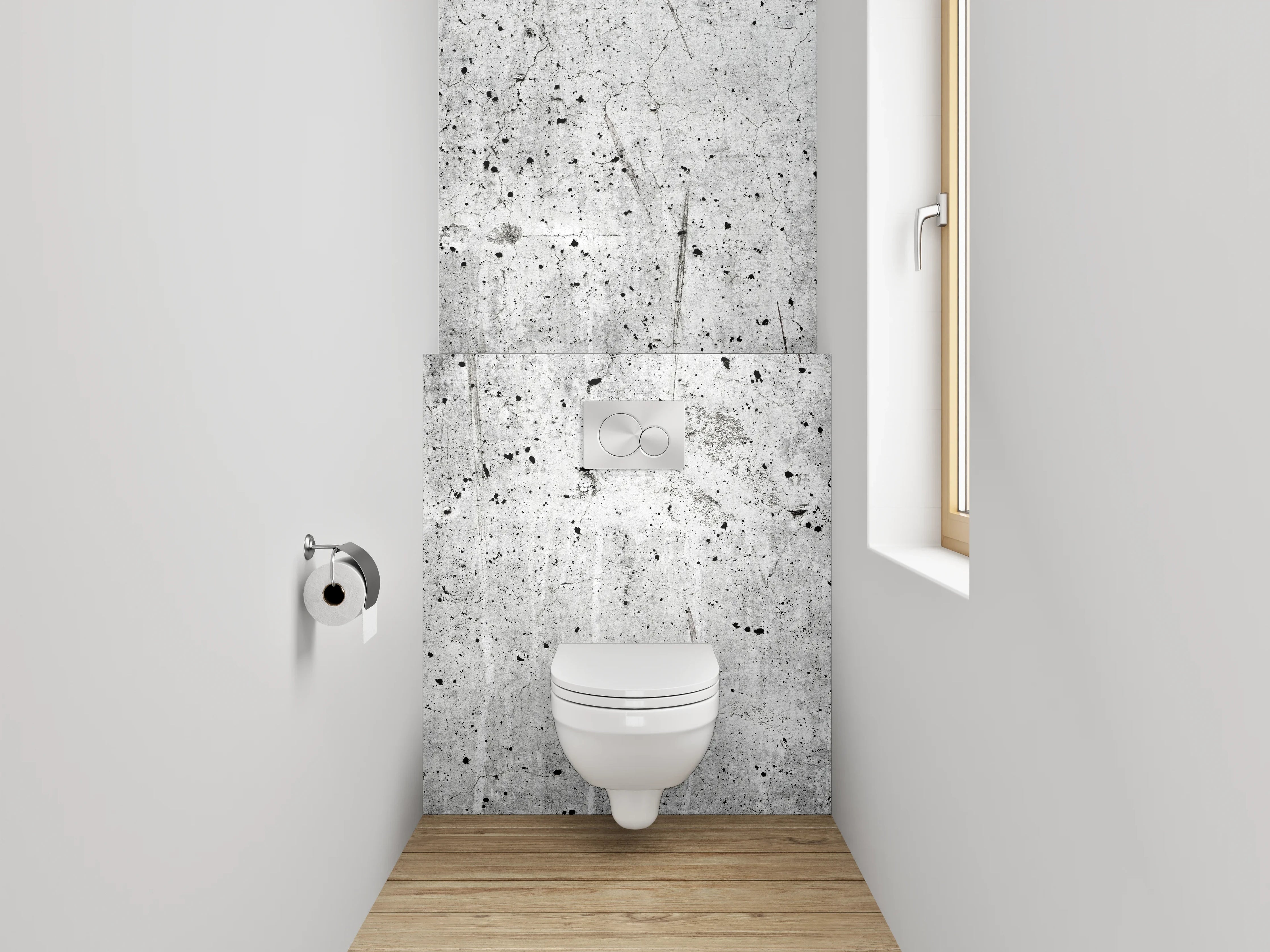 WC-Rückwand - Betonoptik Wand Verkleidung Grau Weiß