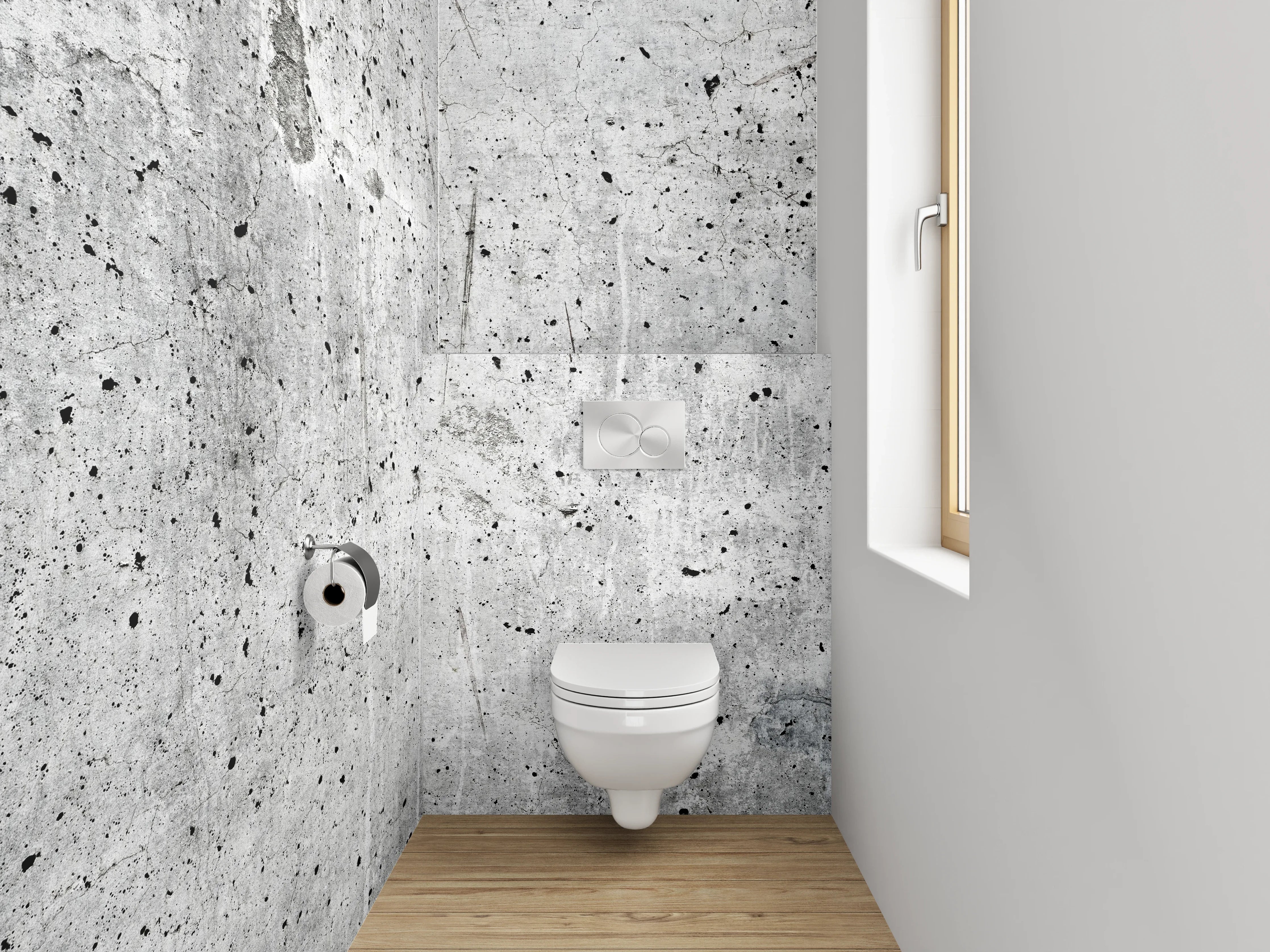 WC-Rückwand - Betonoptik Wand Verkleidung Grau Weiß