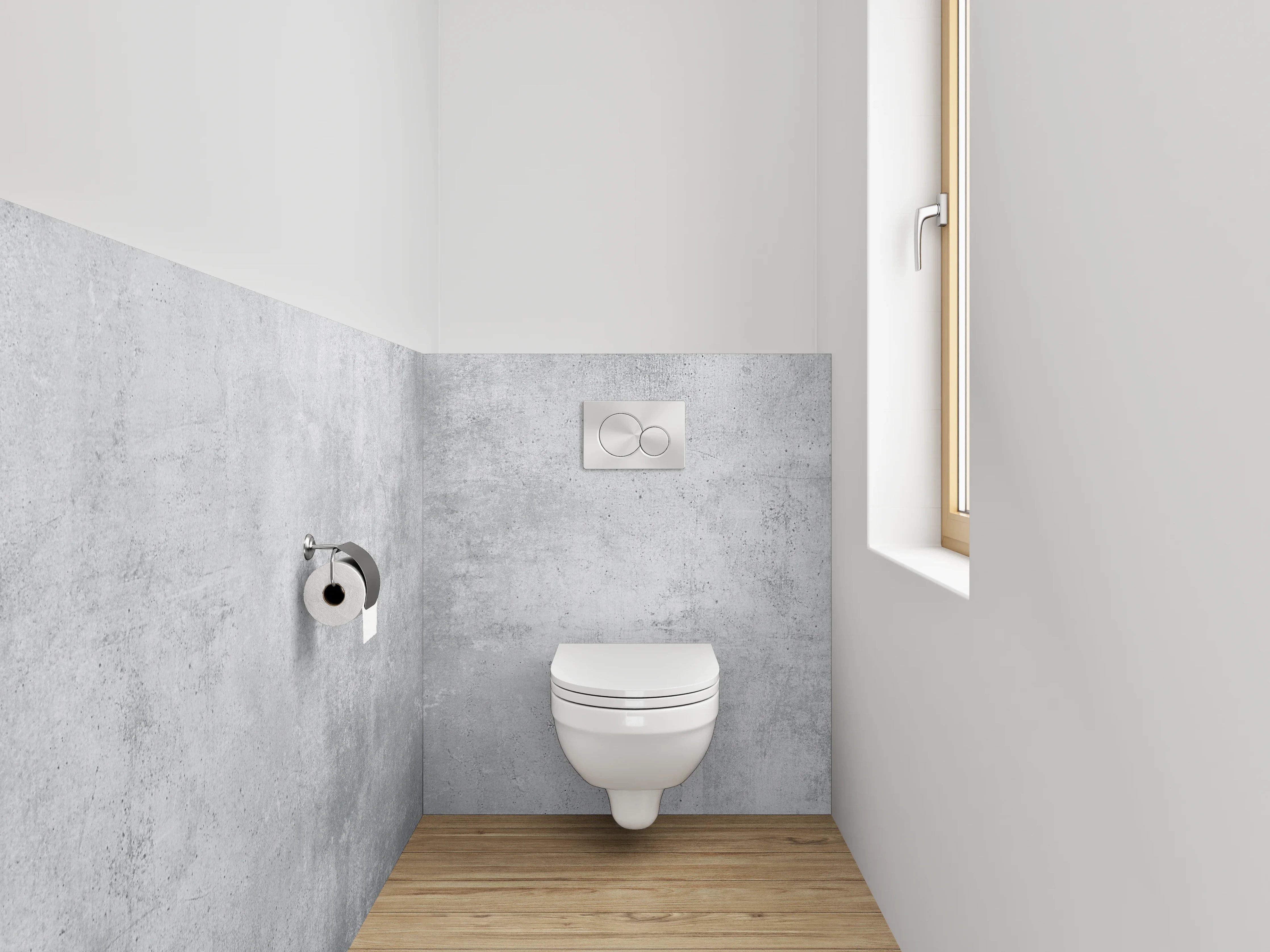 WC-Rückwand - Betonoptik Wand – Grau Weiß Minimalistisch