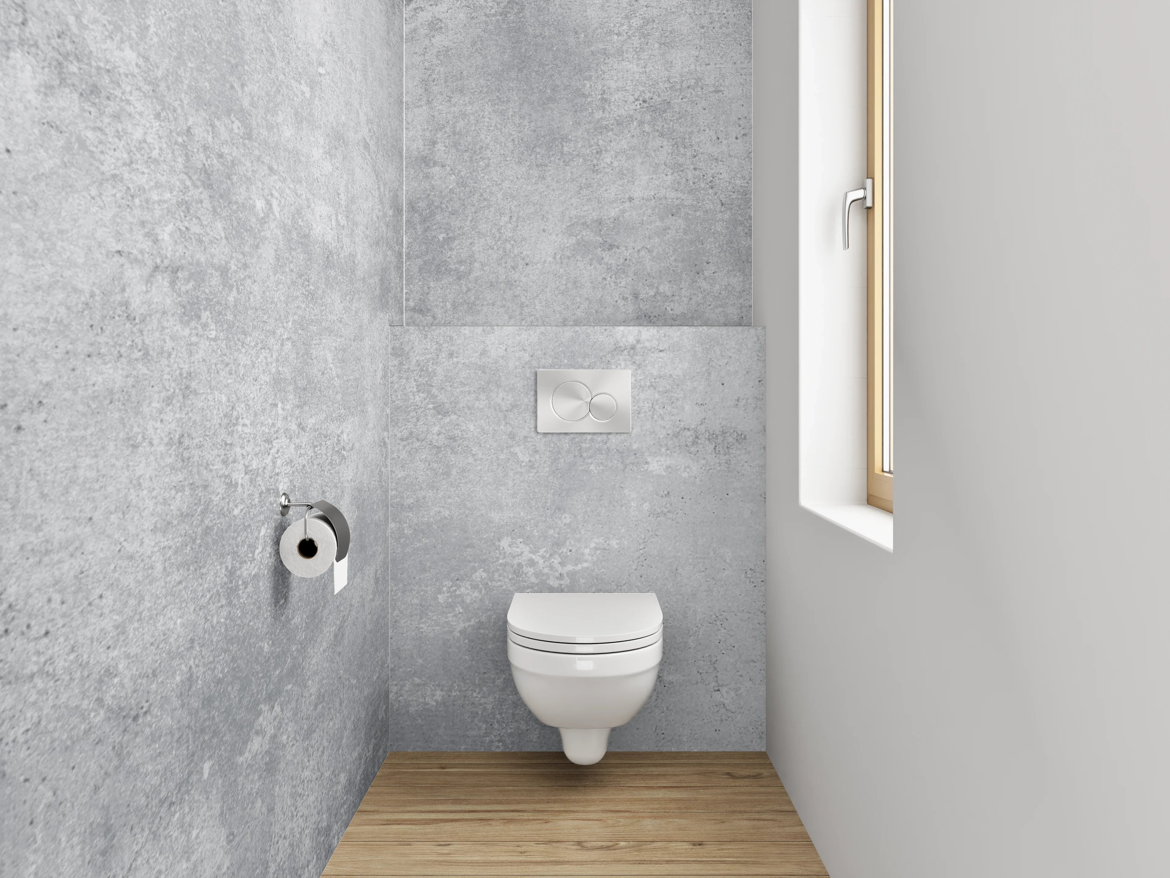 WC-Rückwand - Betonoptik Wand – Grau Weiß Minimalistisch