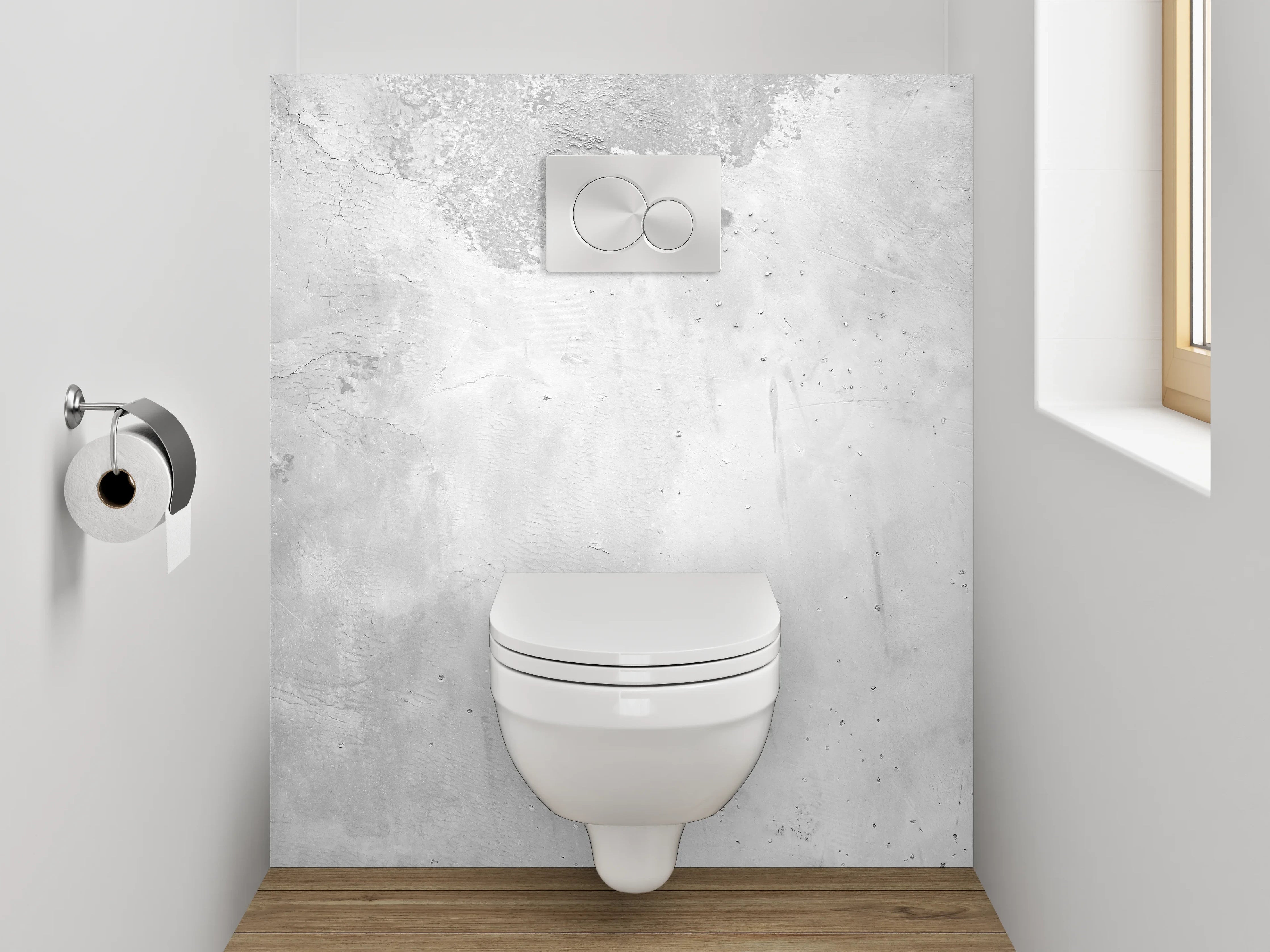 WC-Rückwand - Betonoptik Wand – Weiß Grau Minimalistisch