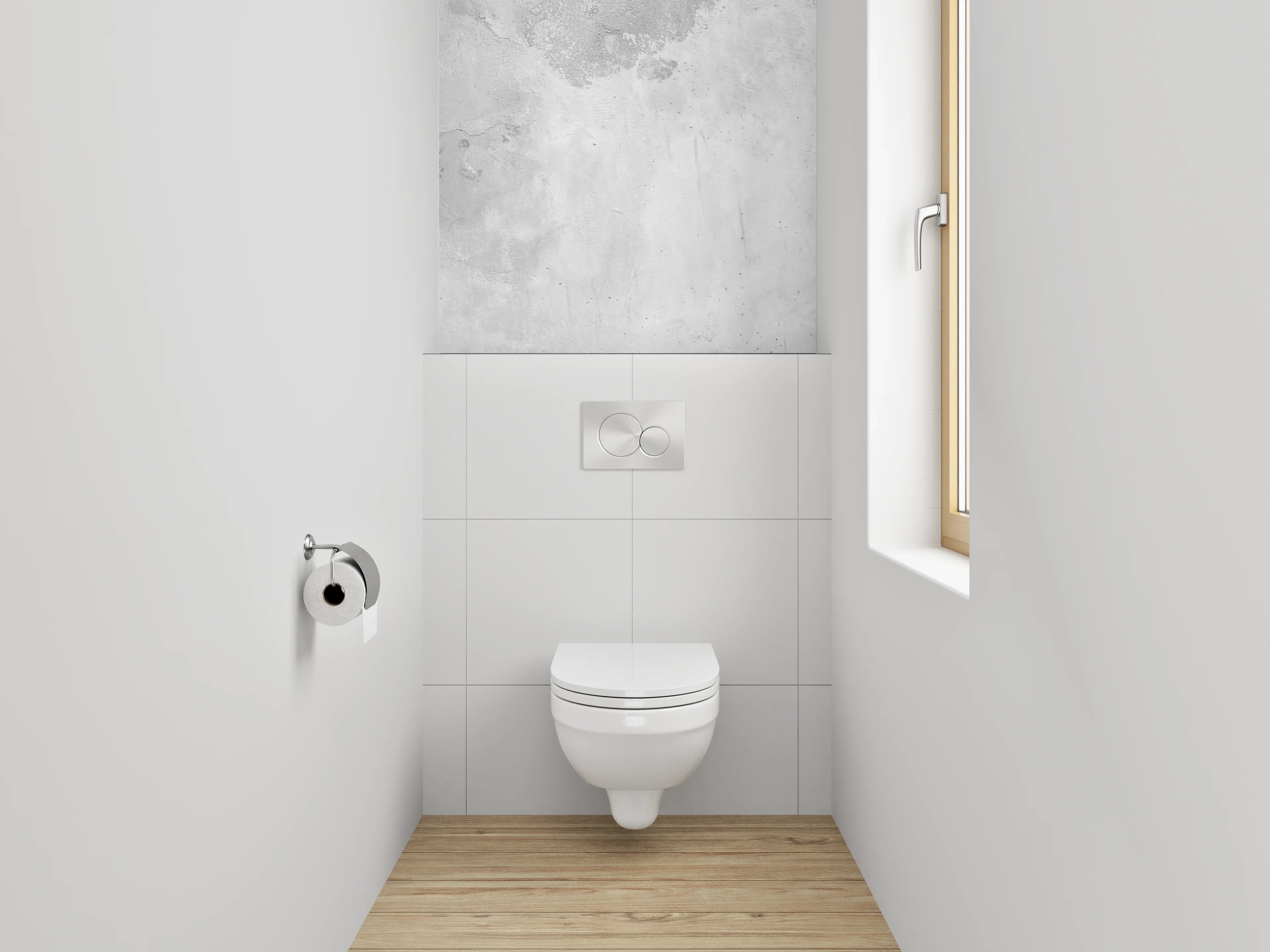 WC-Rückwand - Betonoptik Wand – Weiß Grau Minimalistisch