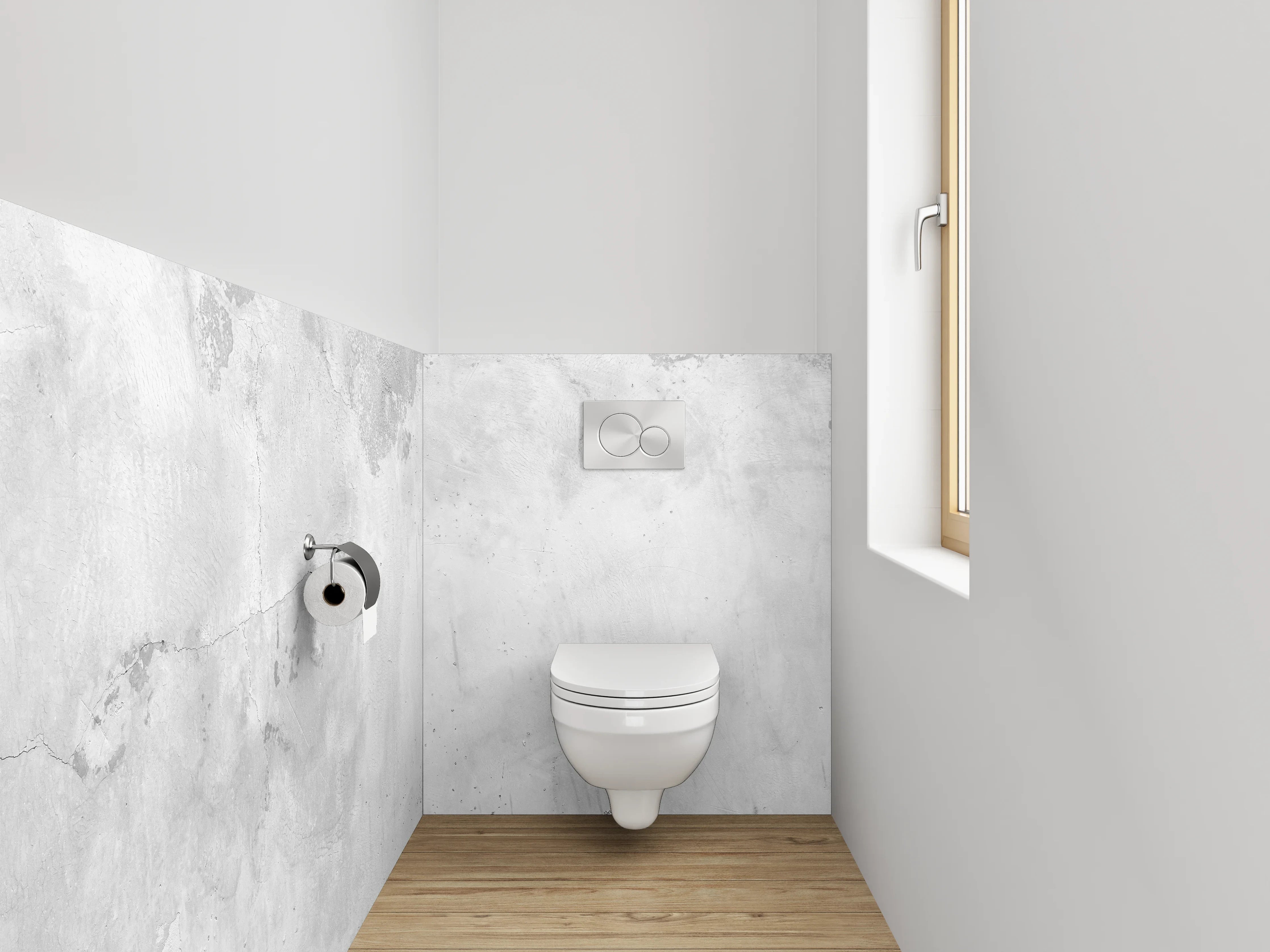WC-Rückwand - Betonoptik Wand – Weiß Grau Minimalistisch