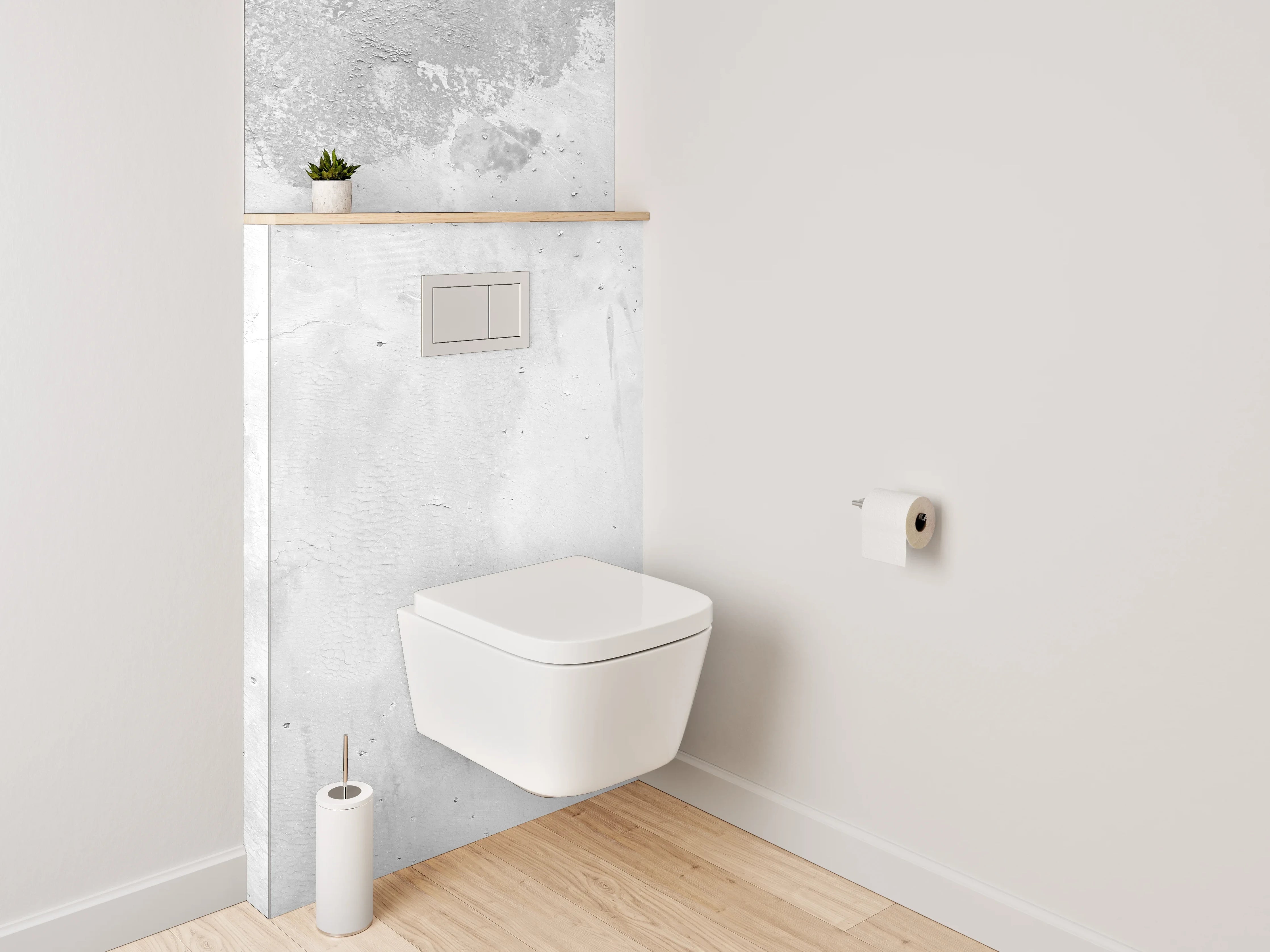 WC-Rückwand - Betonoptik Wand – Weiß Grau Minimalistisch