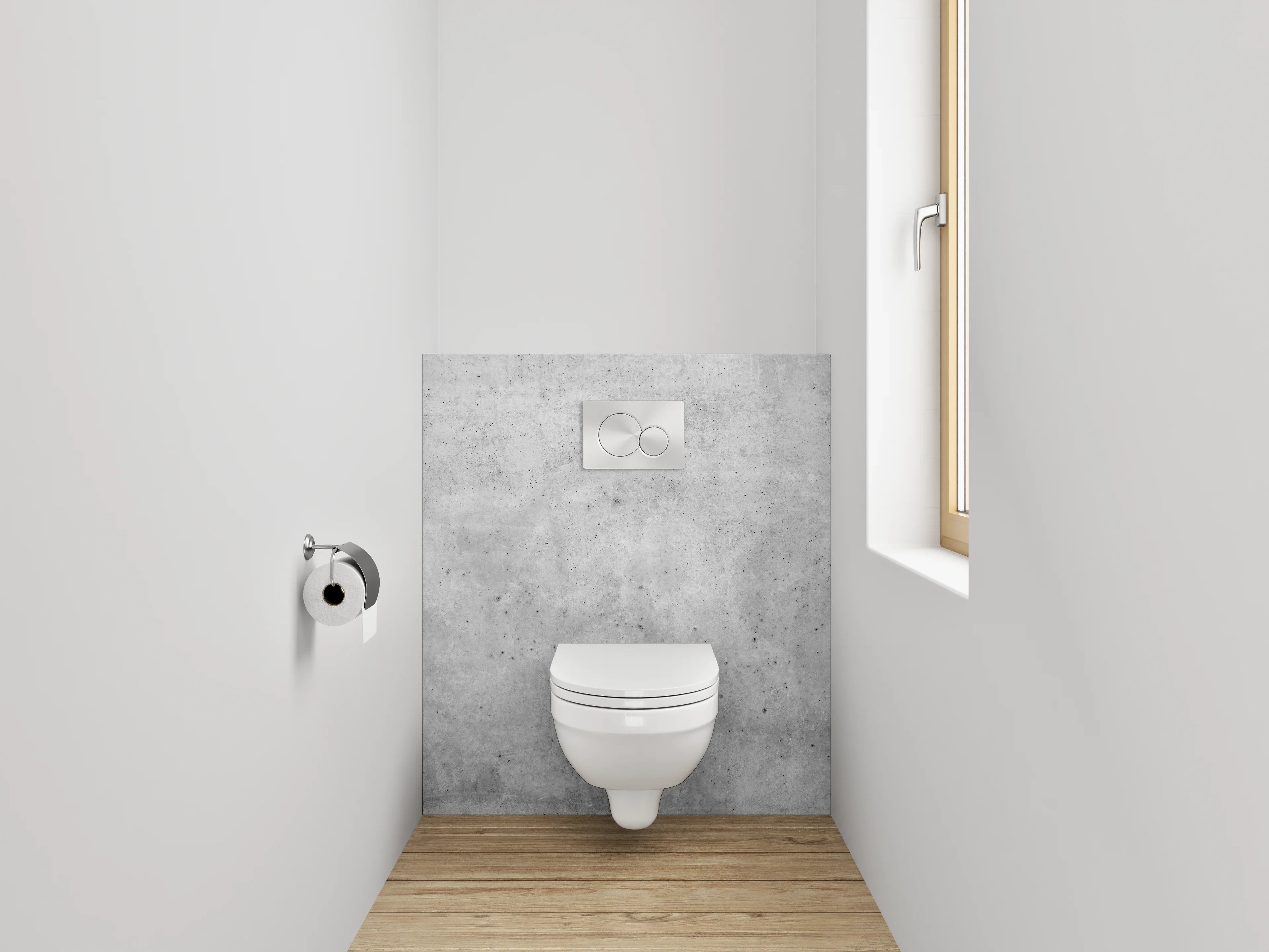 WC-Rückwand - Betonoptik Wand – Weiß Grau Modern