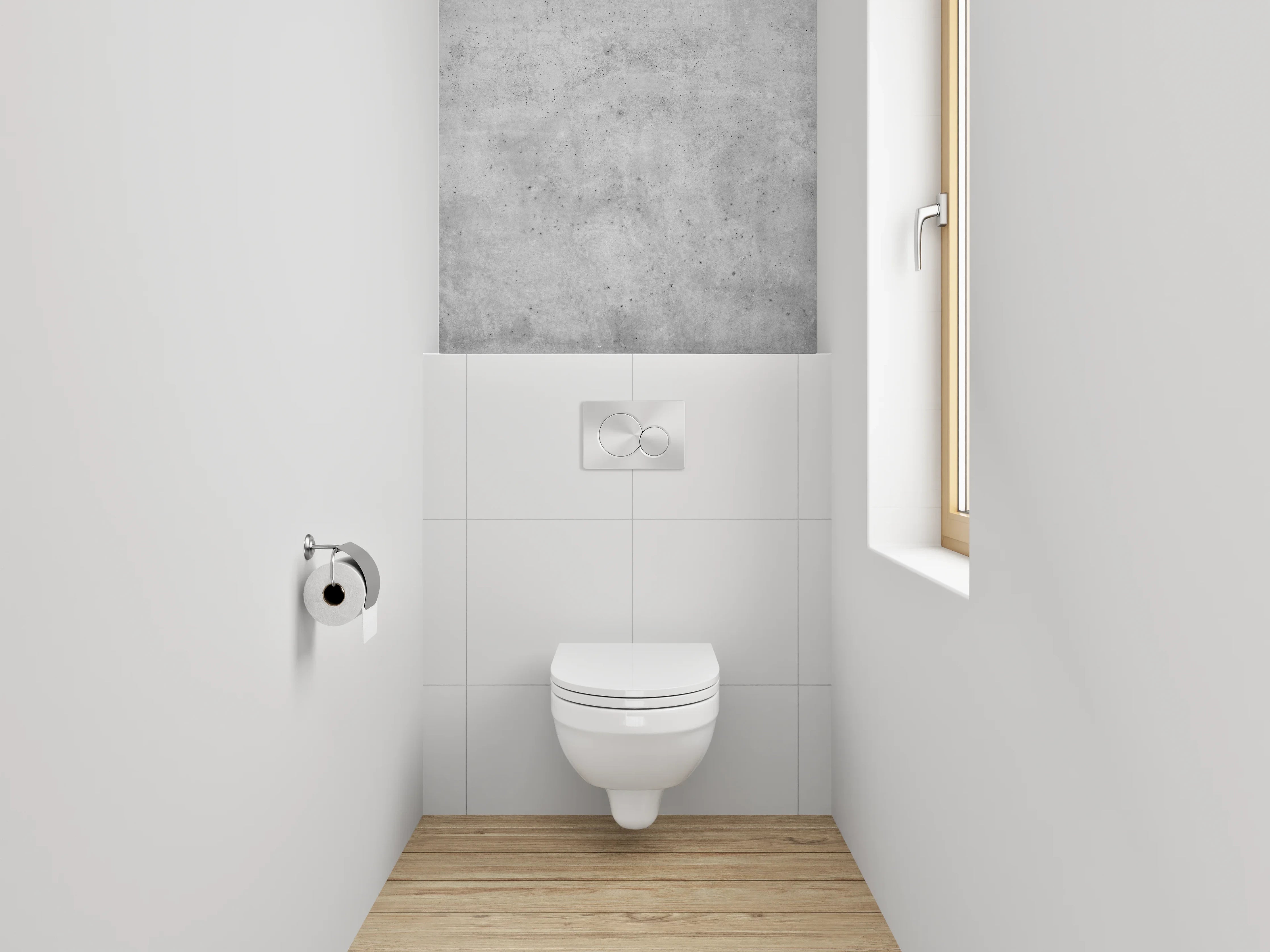 WC-Rückwand - Betonoptik Wand – Weiß Grau Modern