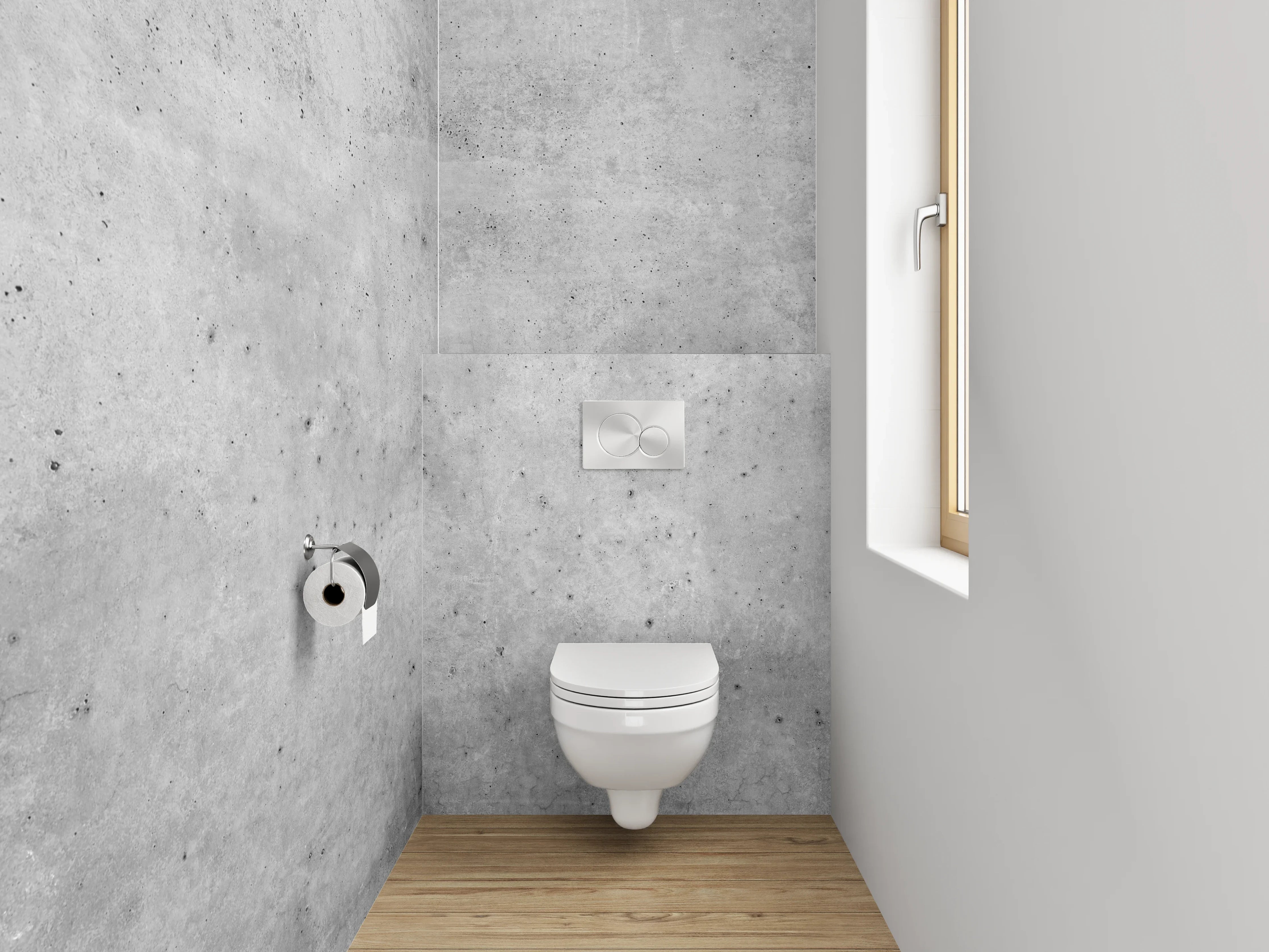 WC-Rückwand - Betonoptik Wand – Weiß Grau Modern