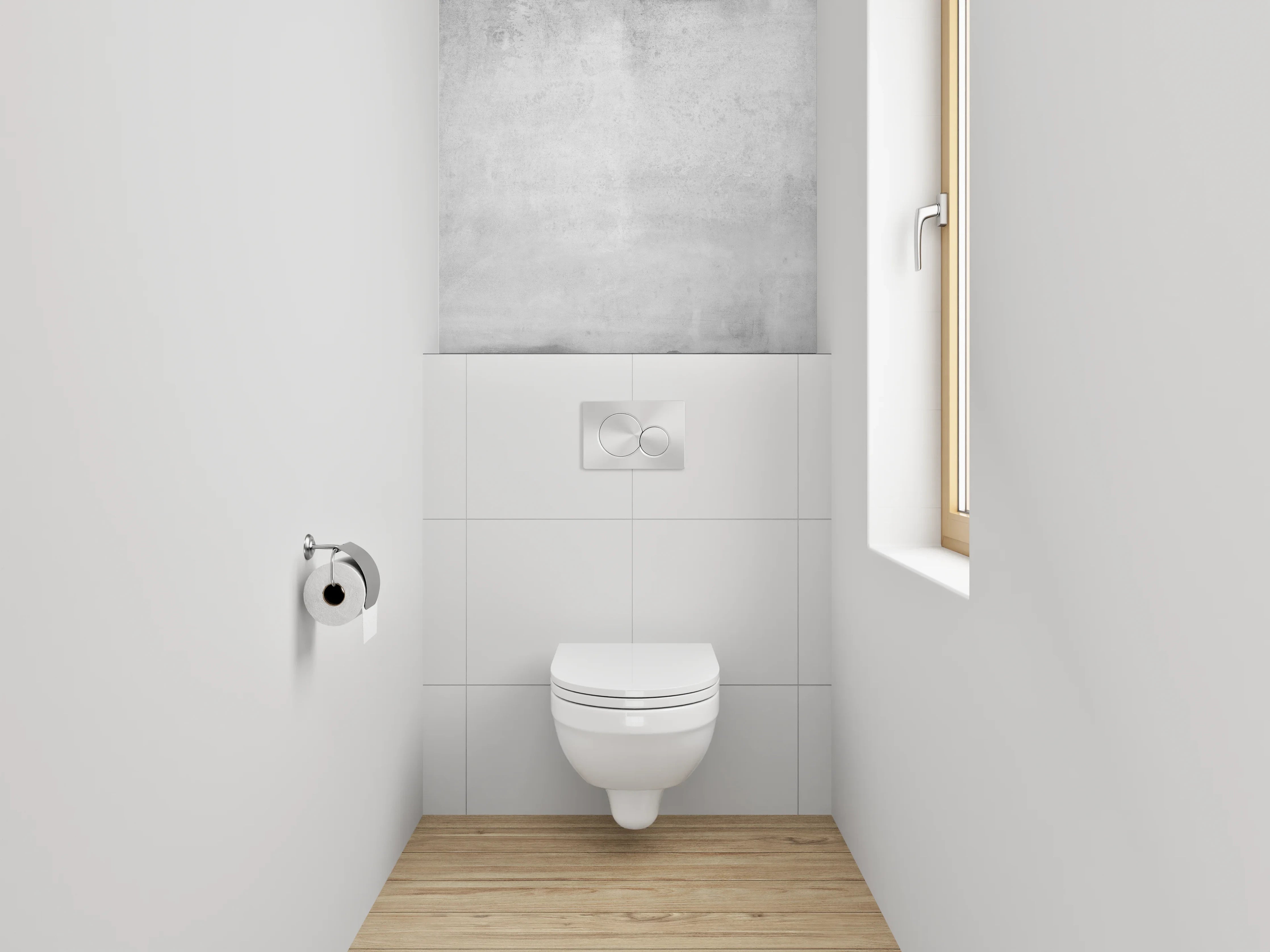 WC-Rückwand - Betonoptik Wandpaneel Weiß Grau