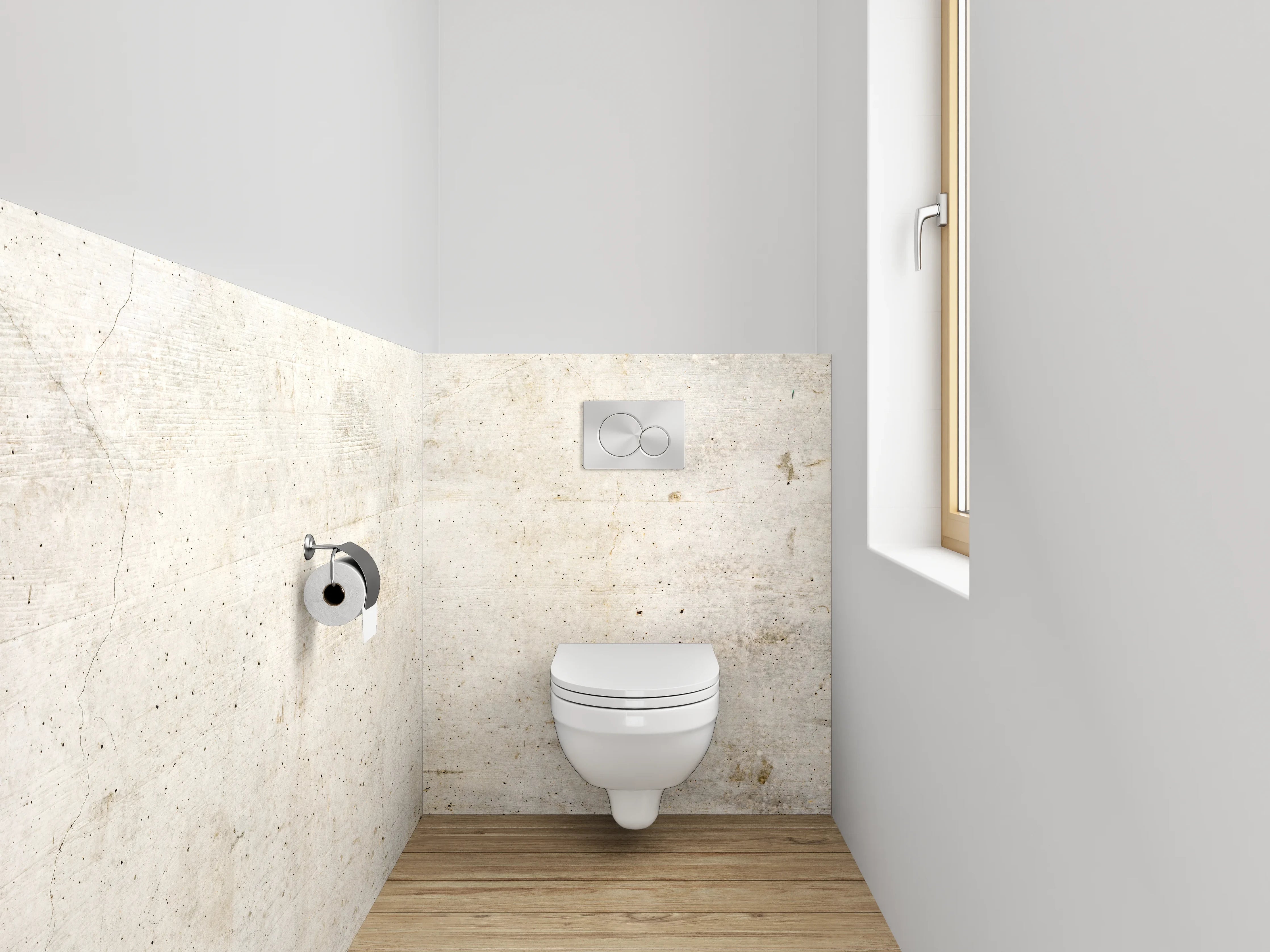 WC-Rückwand - Betonoptik Wandpanel Weiß Grau