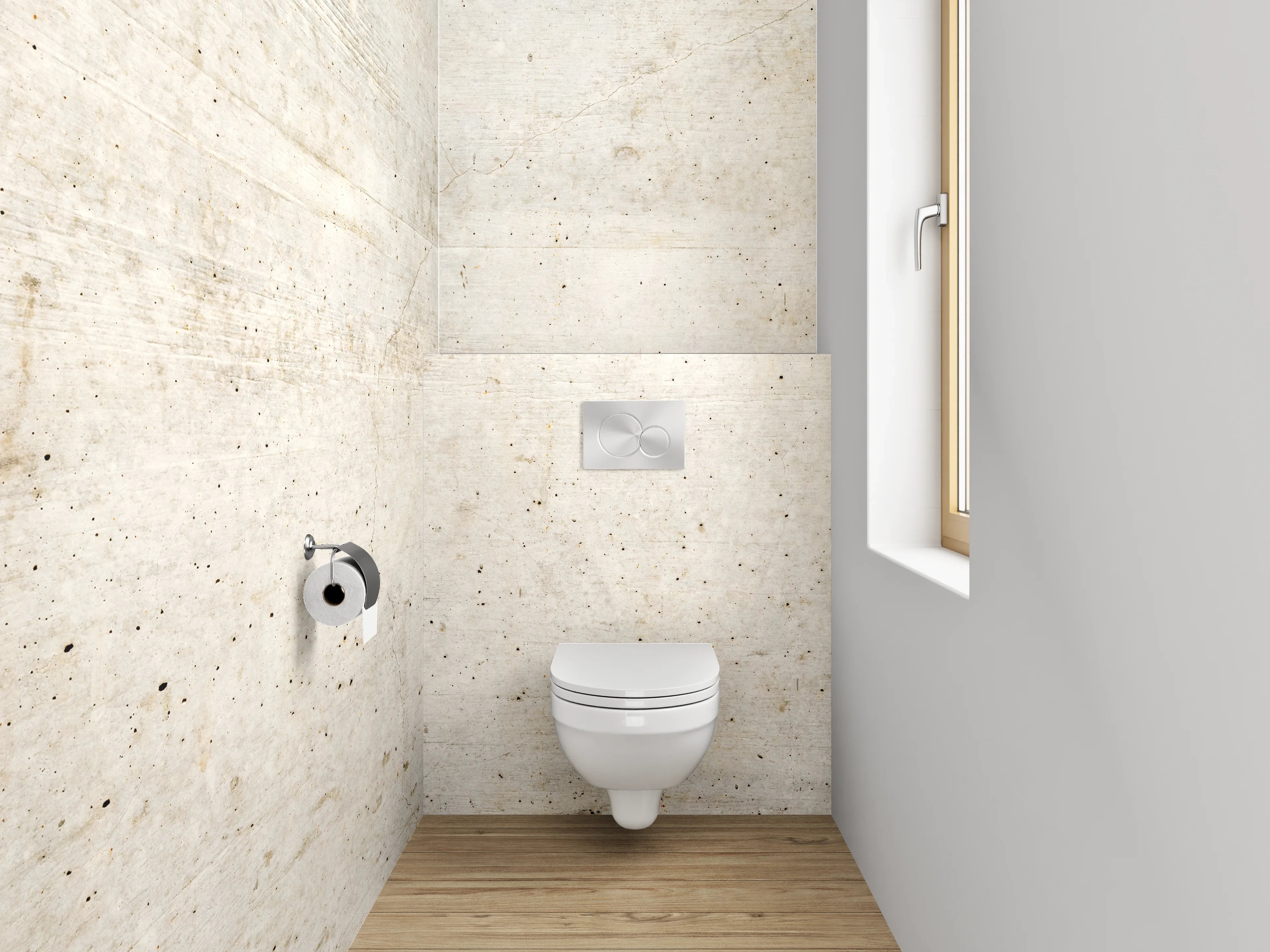 WC-Rückwand - Betonoptik Wandpanel Weiß Grau