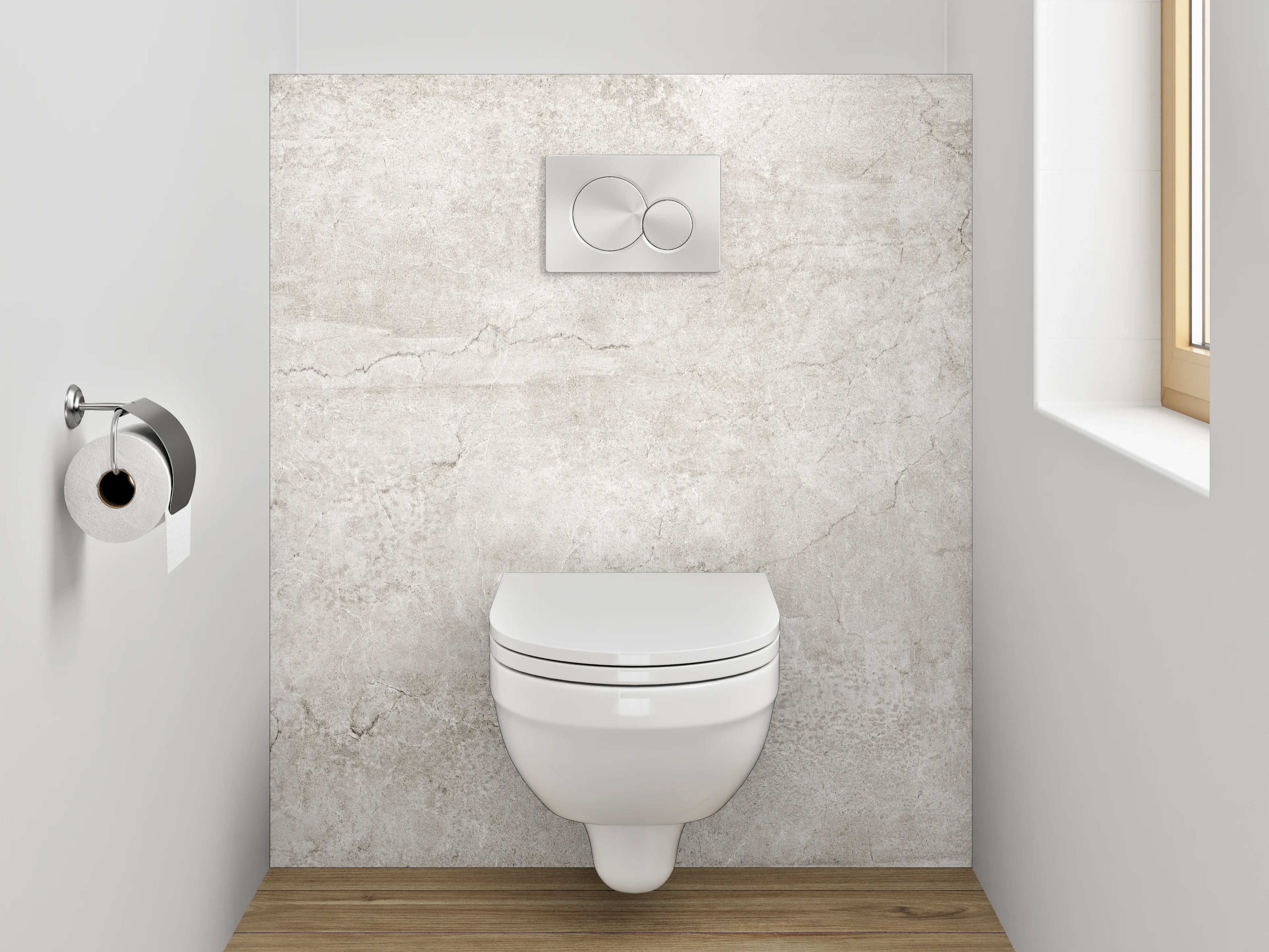 WC-Rückwand - Betonoptik Weiß-Grau Fliese