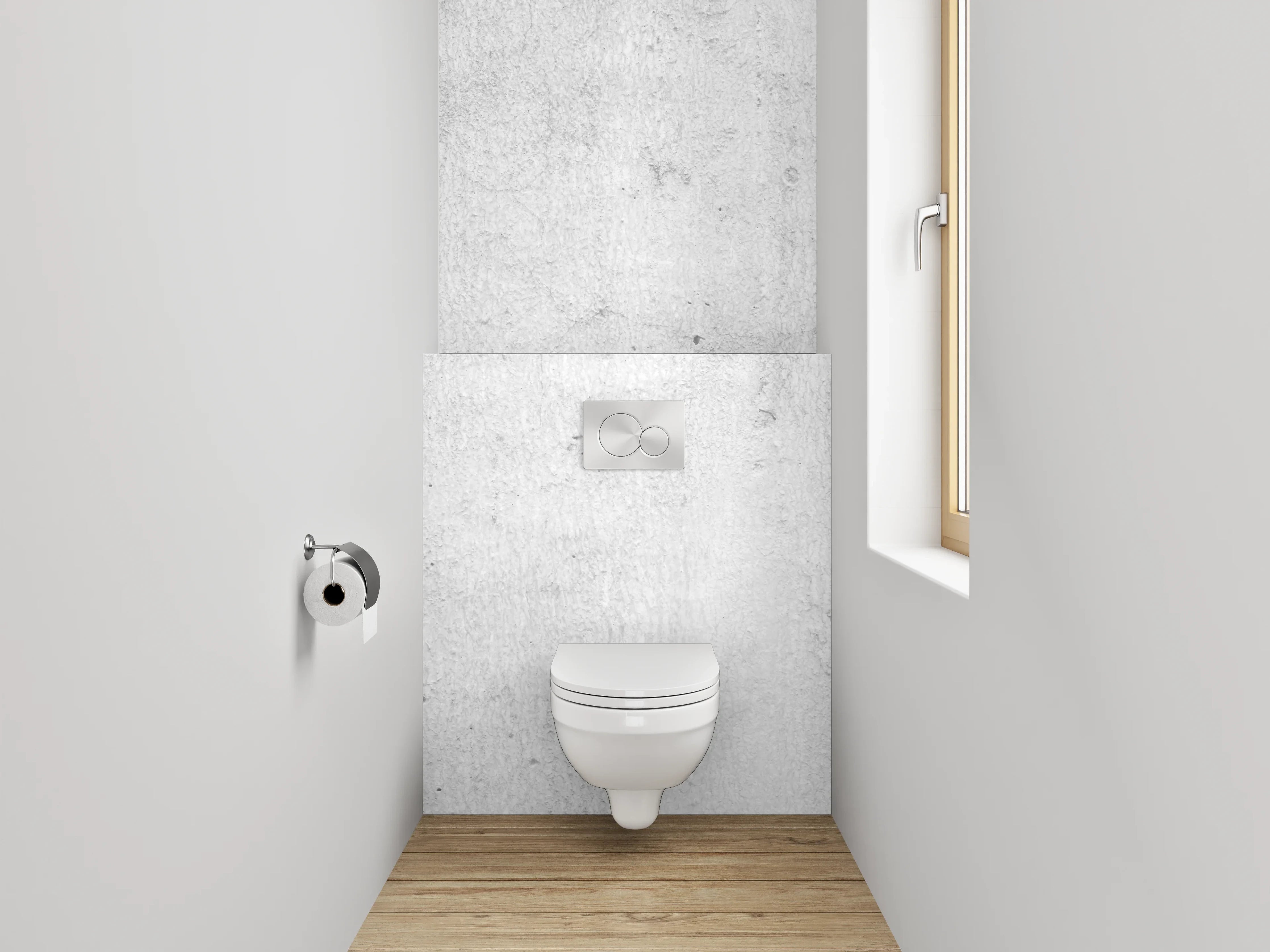 WC-Rückwand - Betonoptik Weiß-Grau Minimalistisch