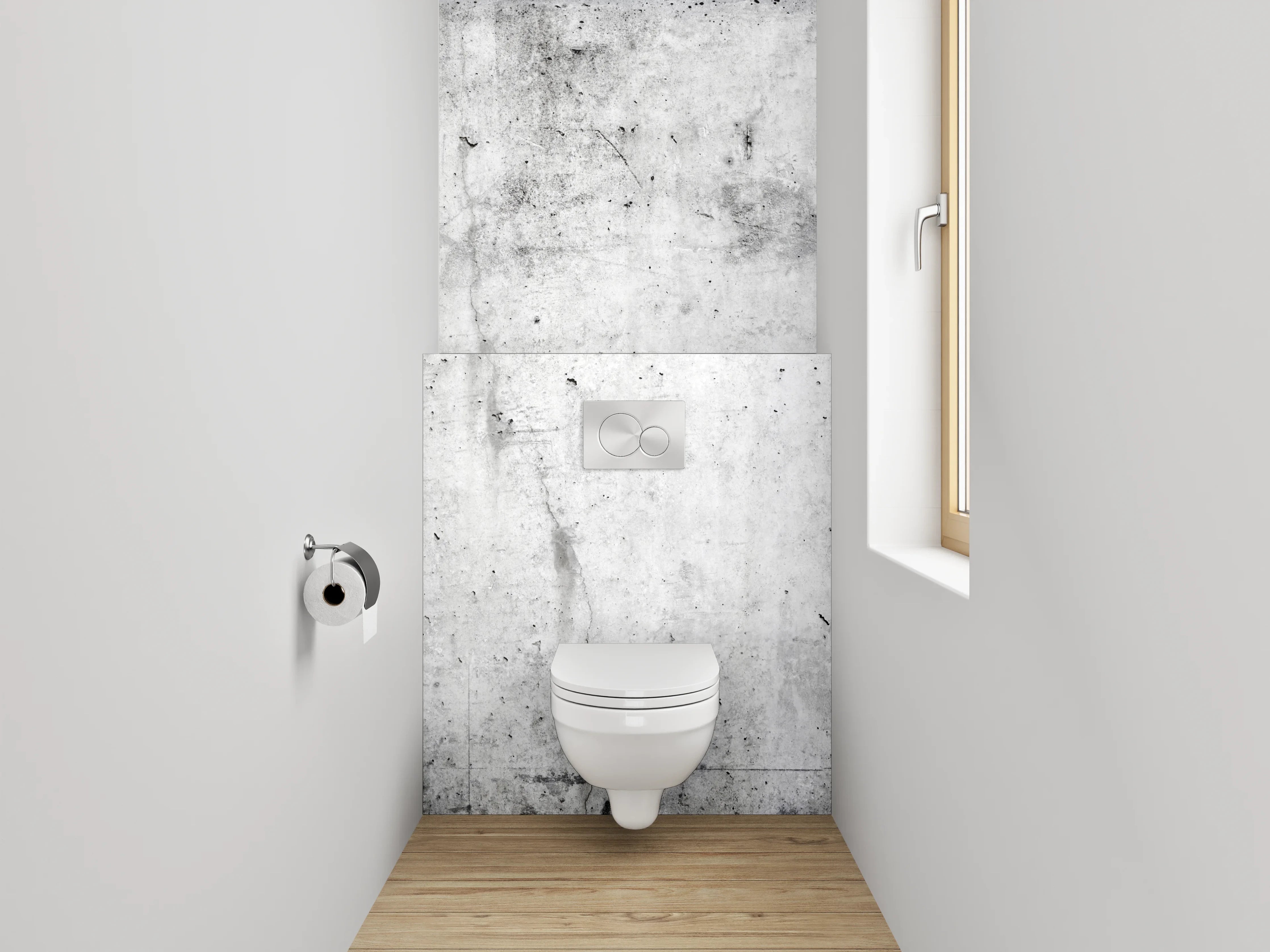 WC-Rückwand - Betonoptik Weiß Grau Wanddekor