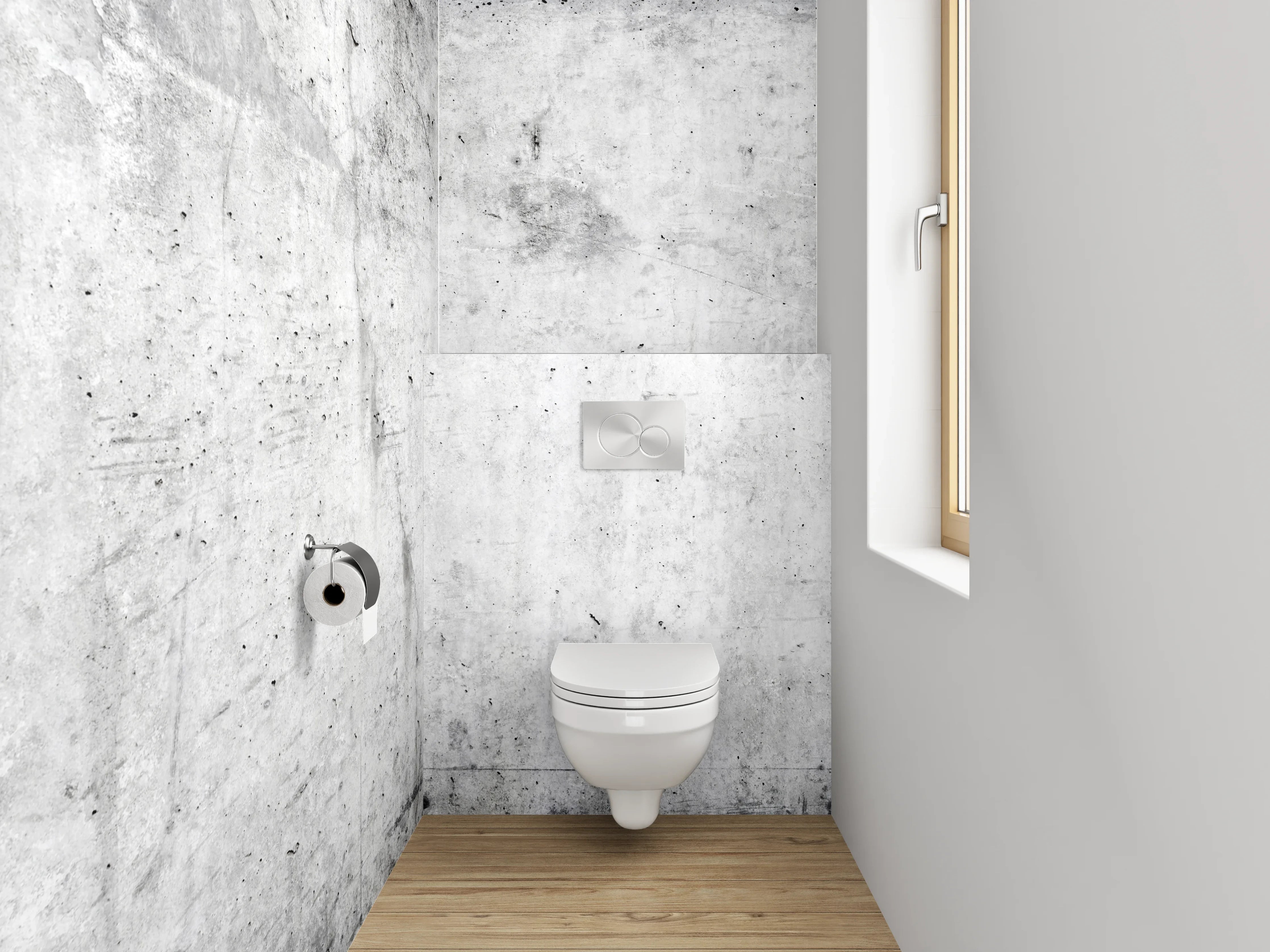 WC-Rückwand - Betonoptik Weiß Grau Wanddekor