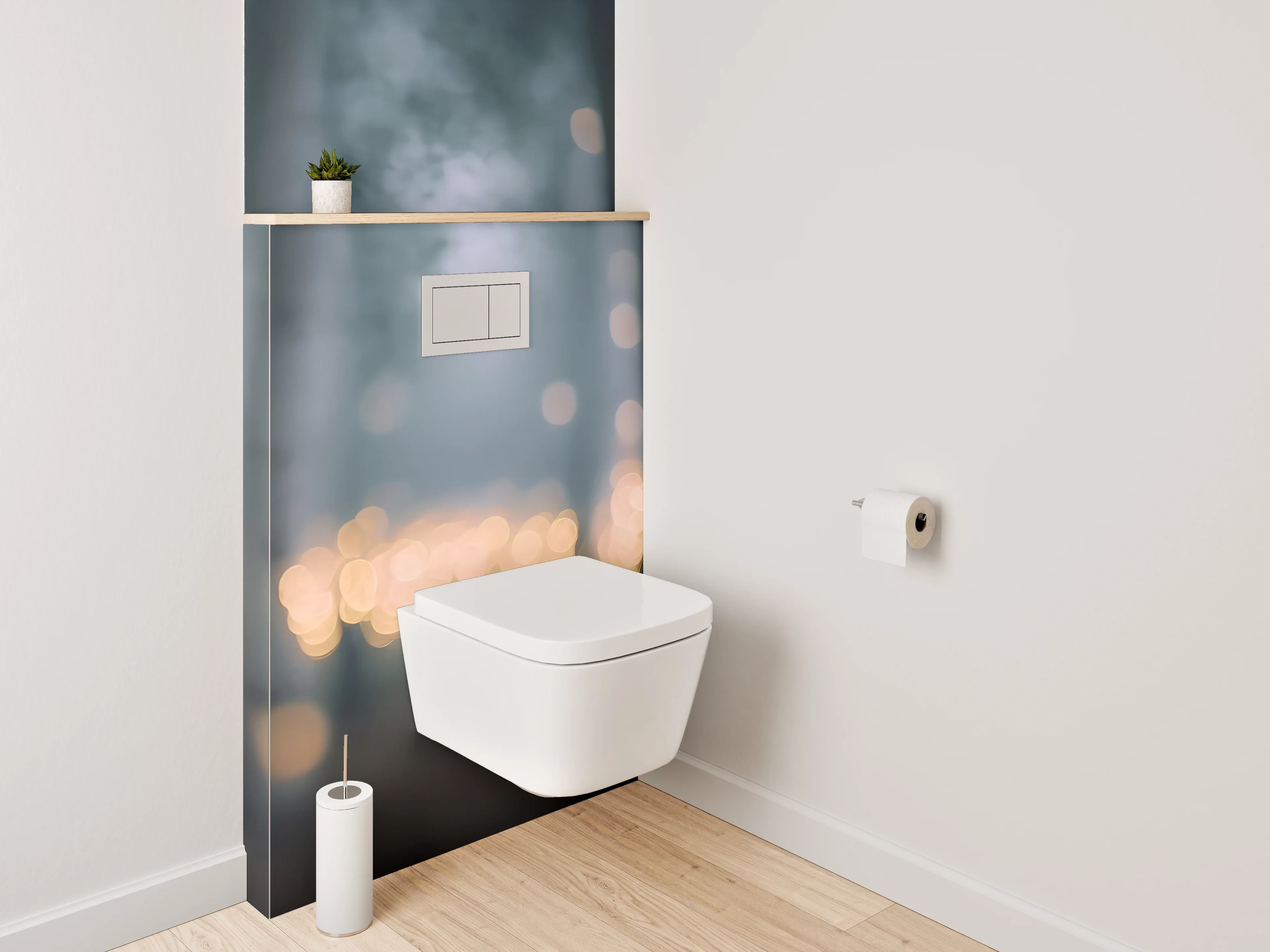 WC-Rückwand - Birkenwald mit Lichterglanz – Mystisch
