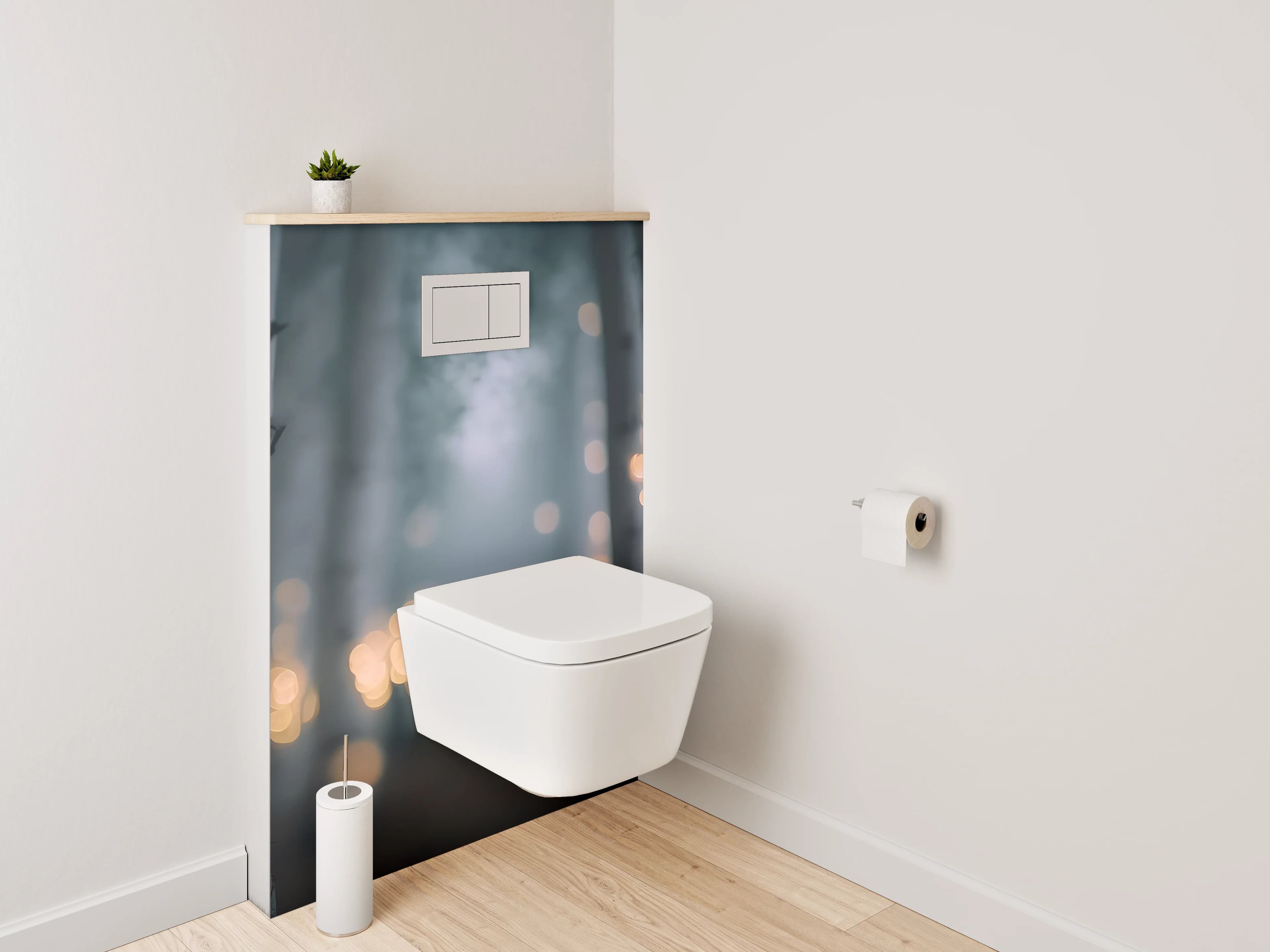 WC-Rückwand - Birkenwald mit Lichterglanz – Mystisch