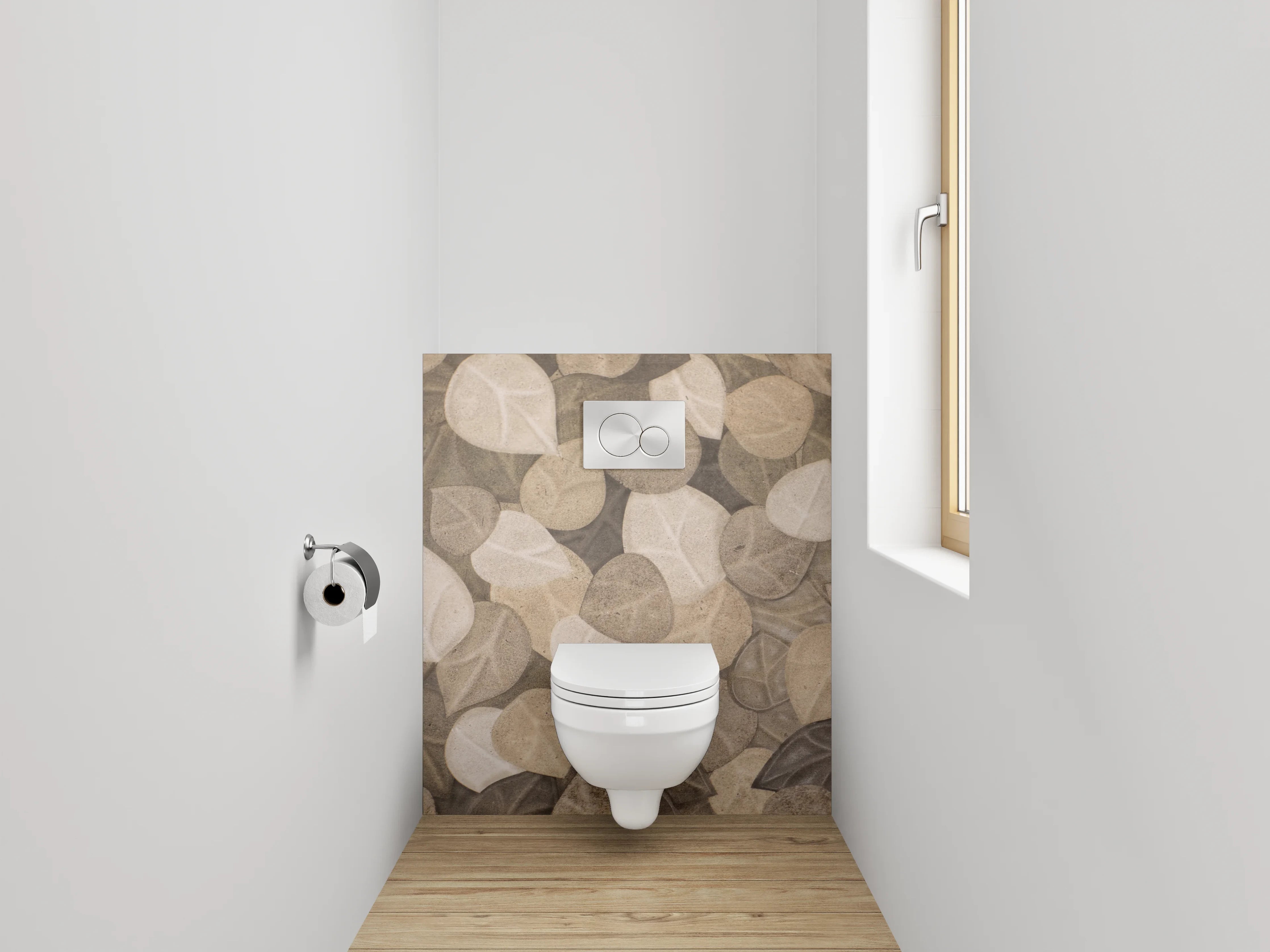 WC-Rückwand - Blätter Mosaik Naturtöne