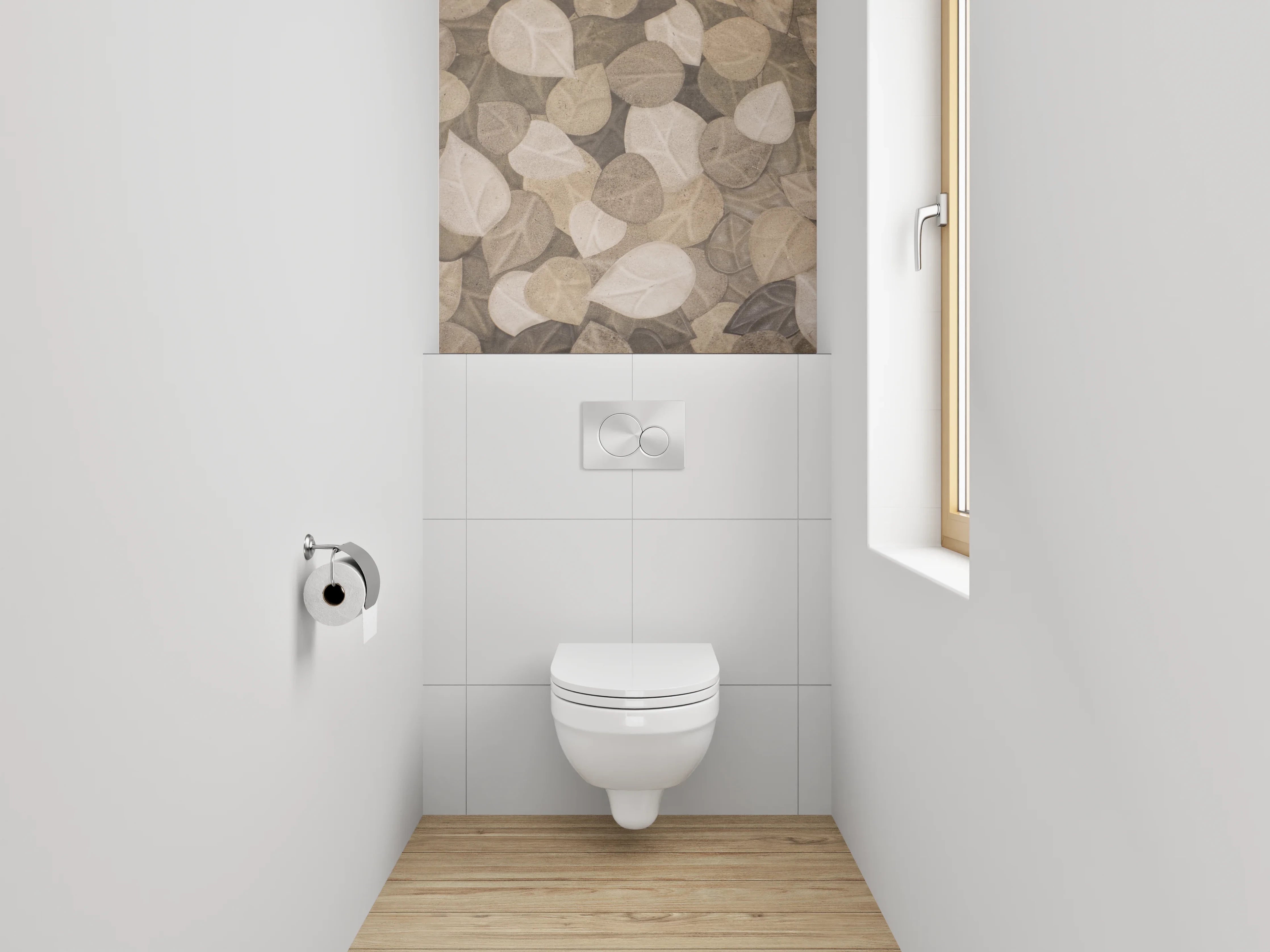 WC-Rückwand - Blätter Mosaik Naturtöne