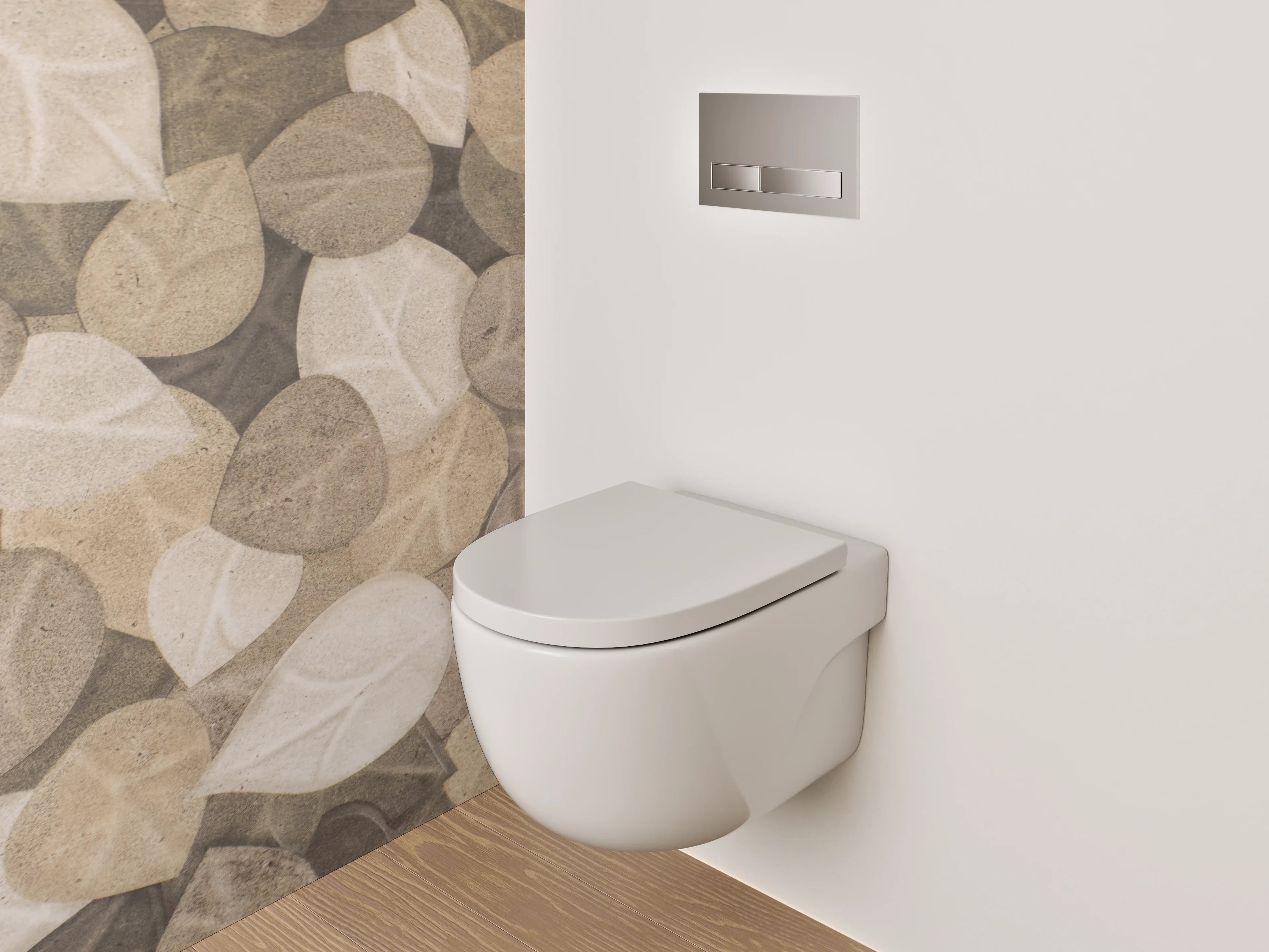 WC-Rückwand - Blätter Mosaik Naturtöne