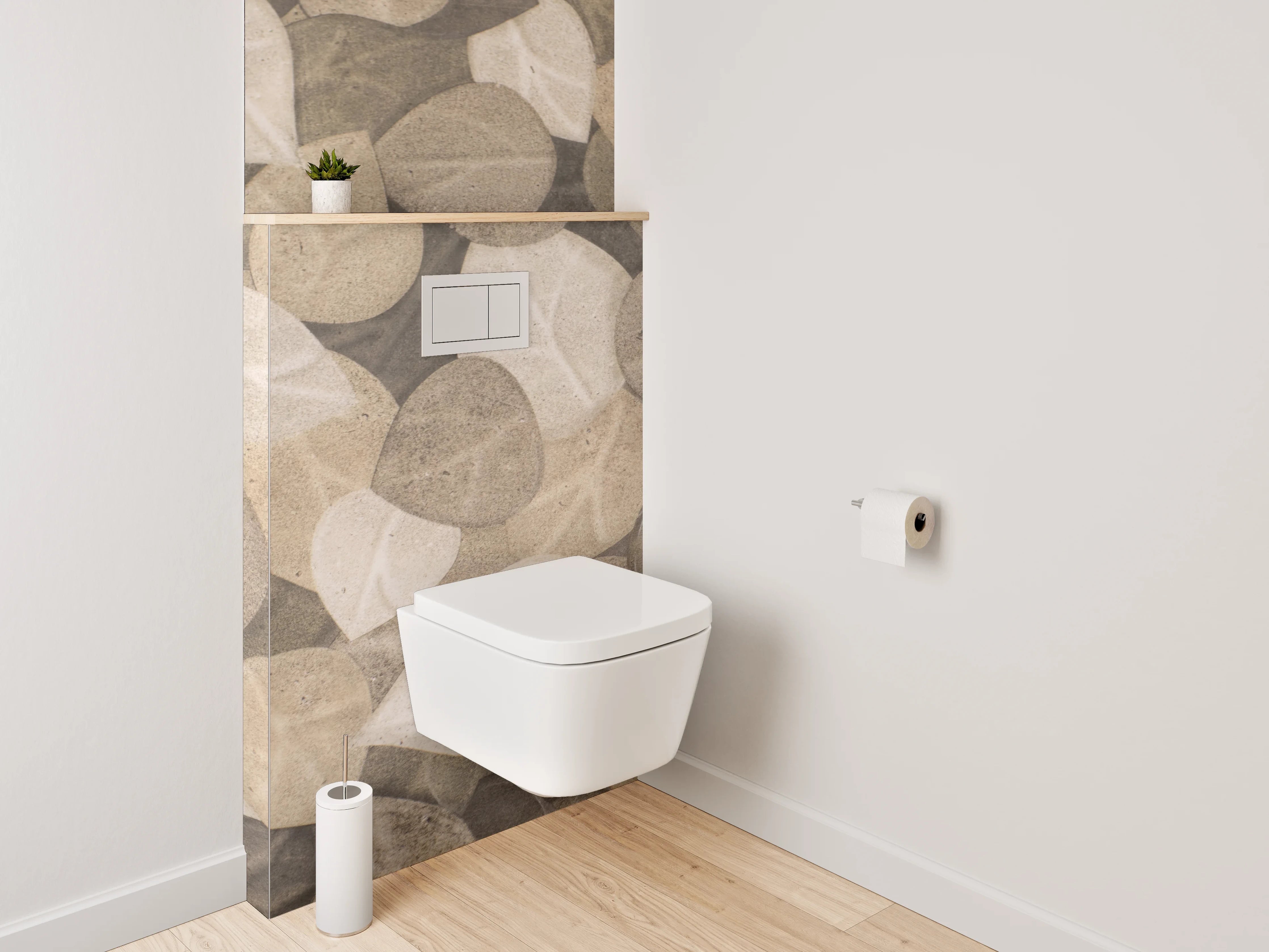 WC-Rückwand - Blätter Mosaik Naturtöne