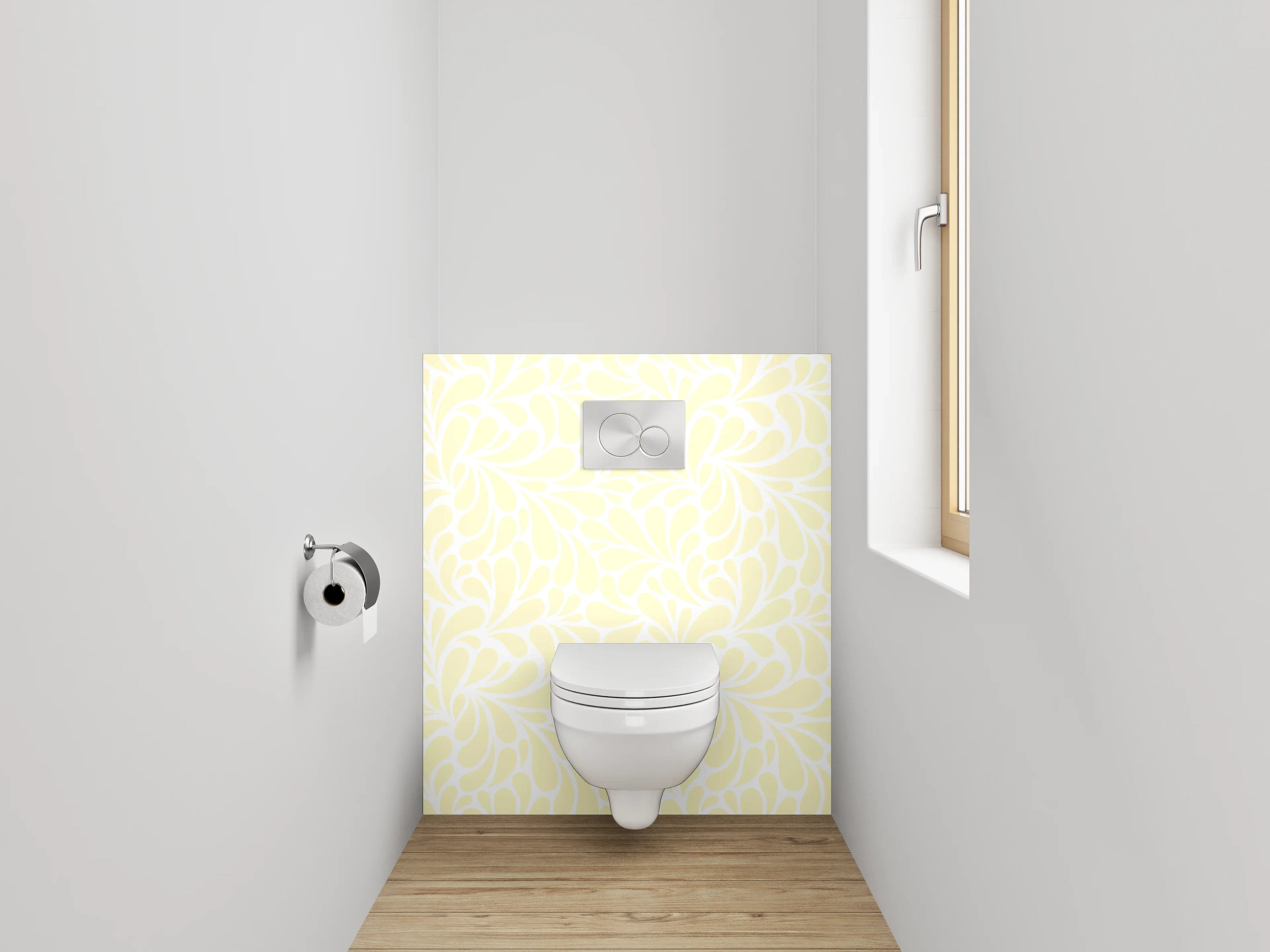 WC-Rückwand - Blassgelbes florales Ornamentmuster