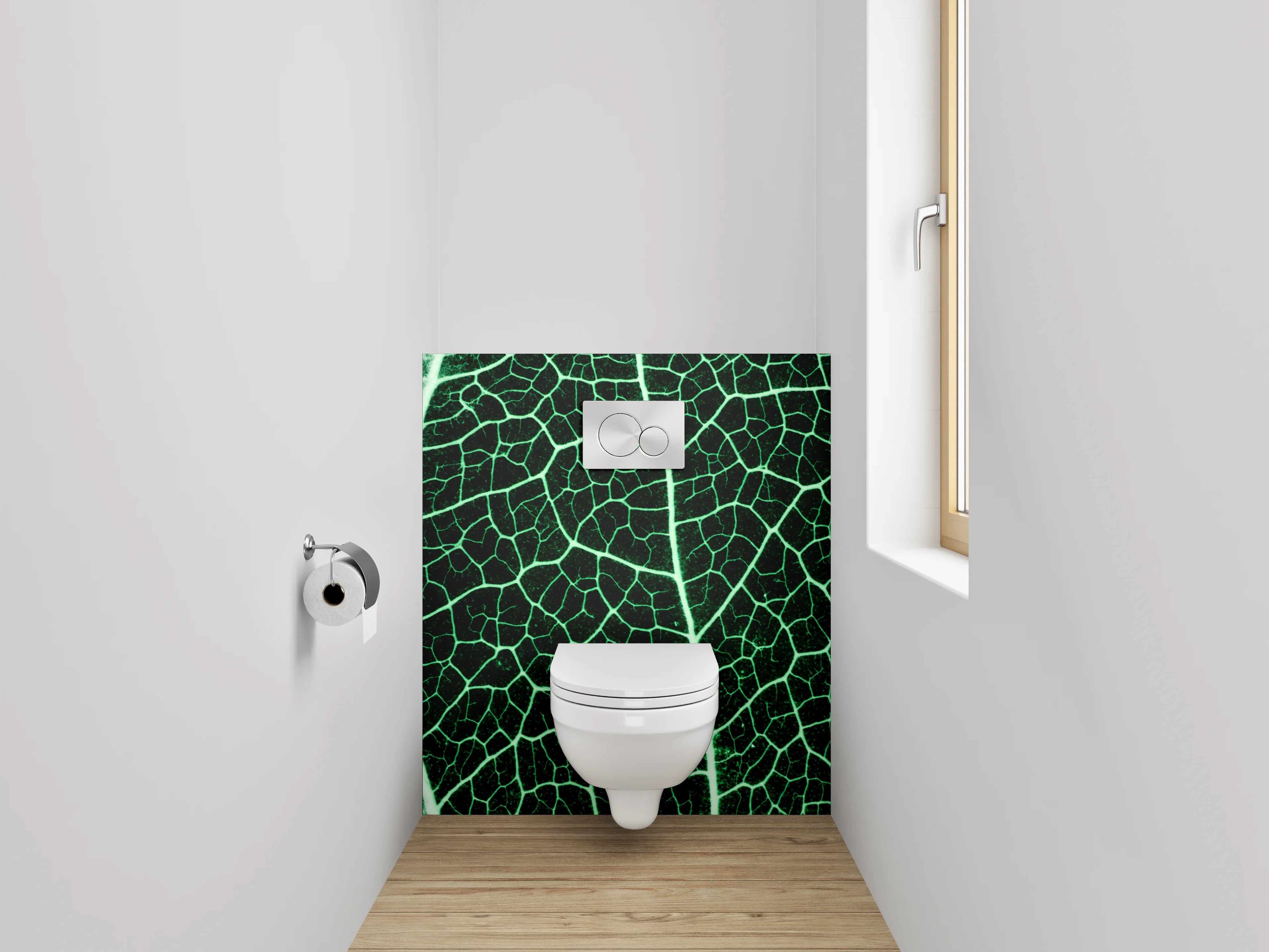 WC-Rückwand - Blattadern Makro Naturgrün