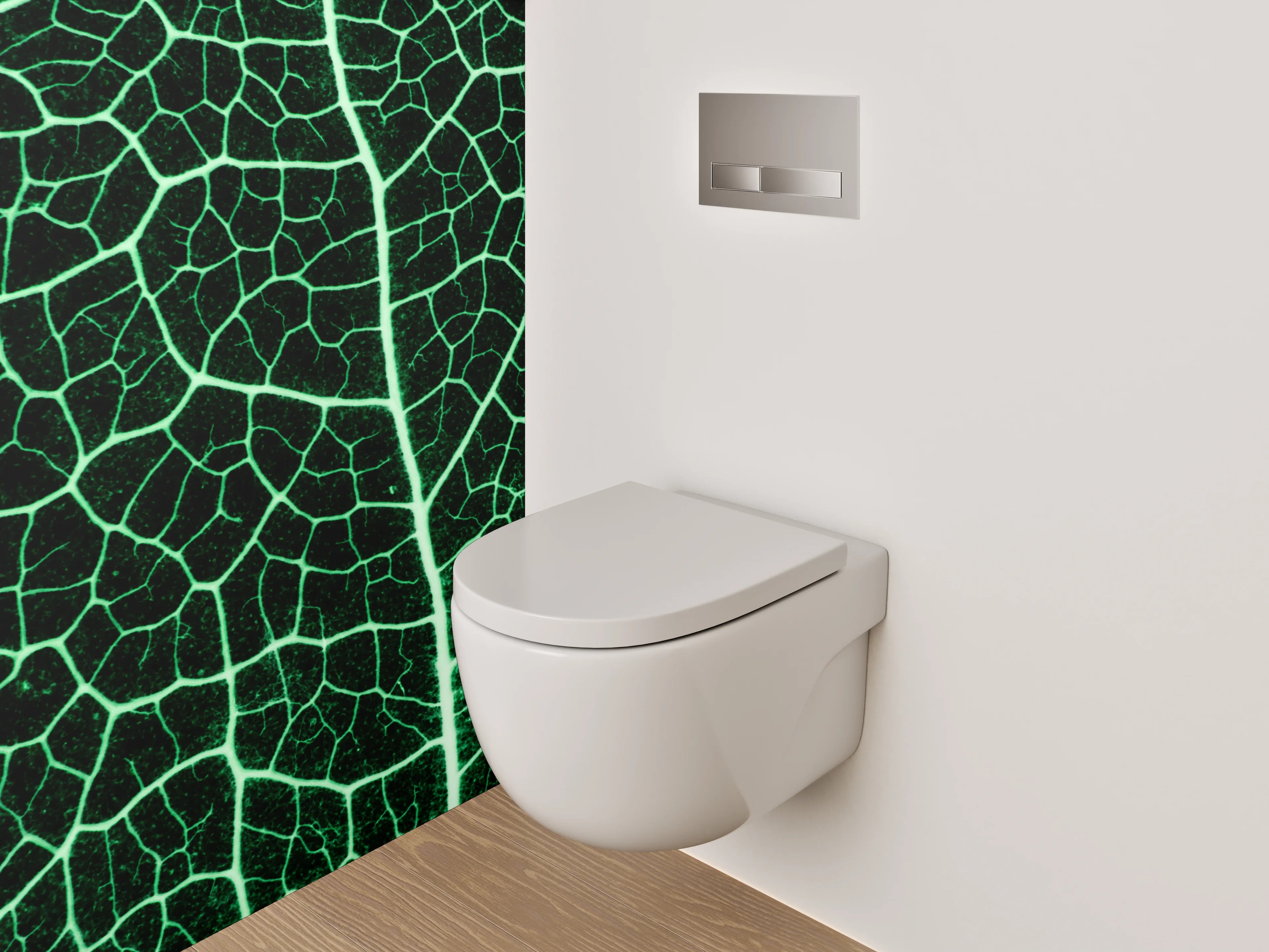 WC-Rückwand - Blattadern Makro Naturgrün