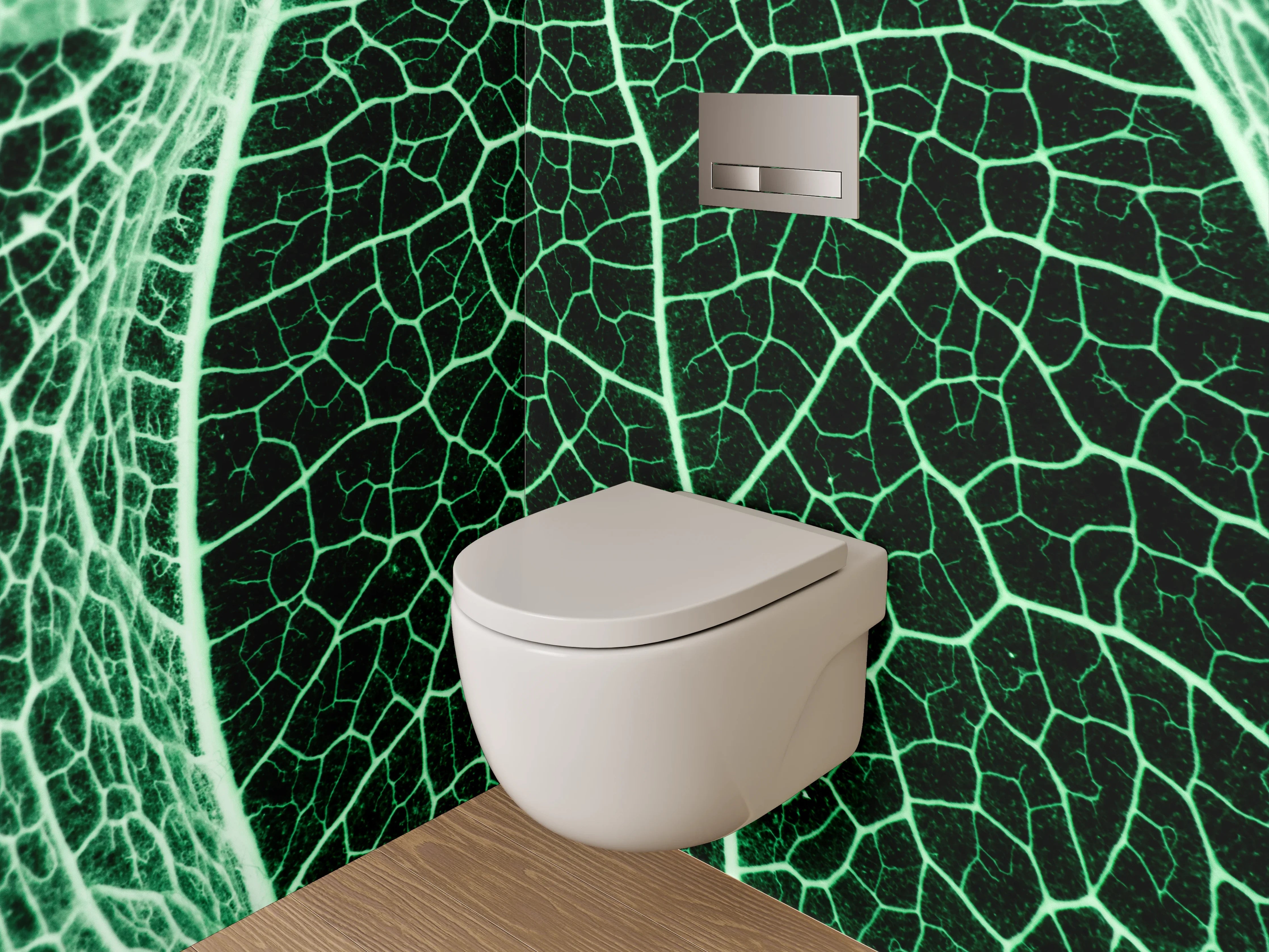 WC-Rückwand - Blattadern Makro Naturgrün