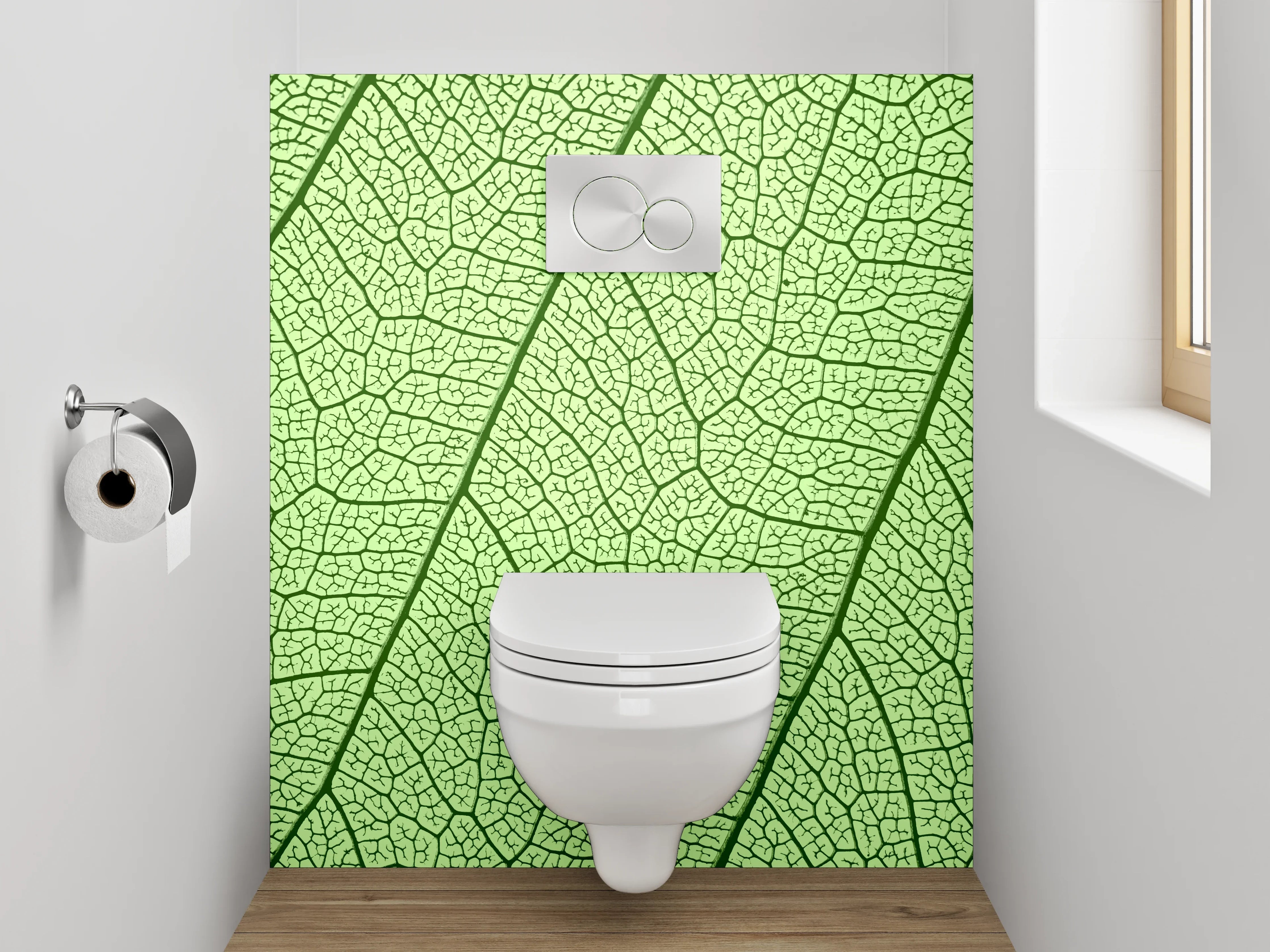 WC-Rückwand - Blattstruktur Makro grün