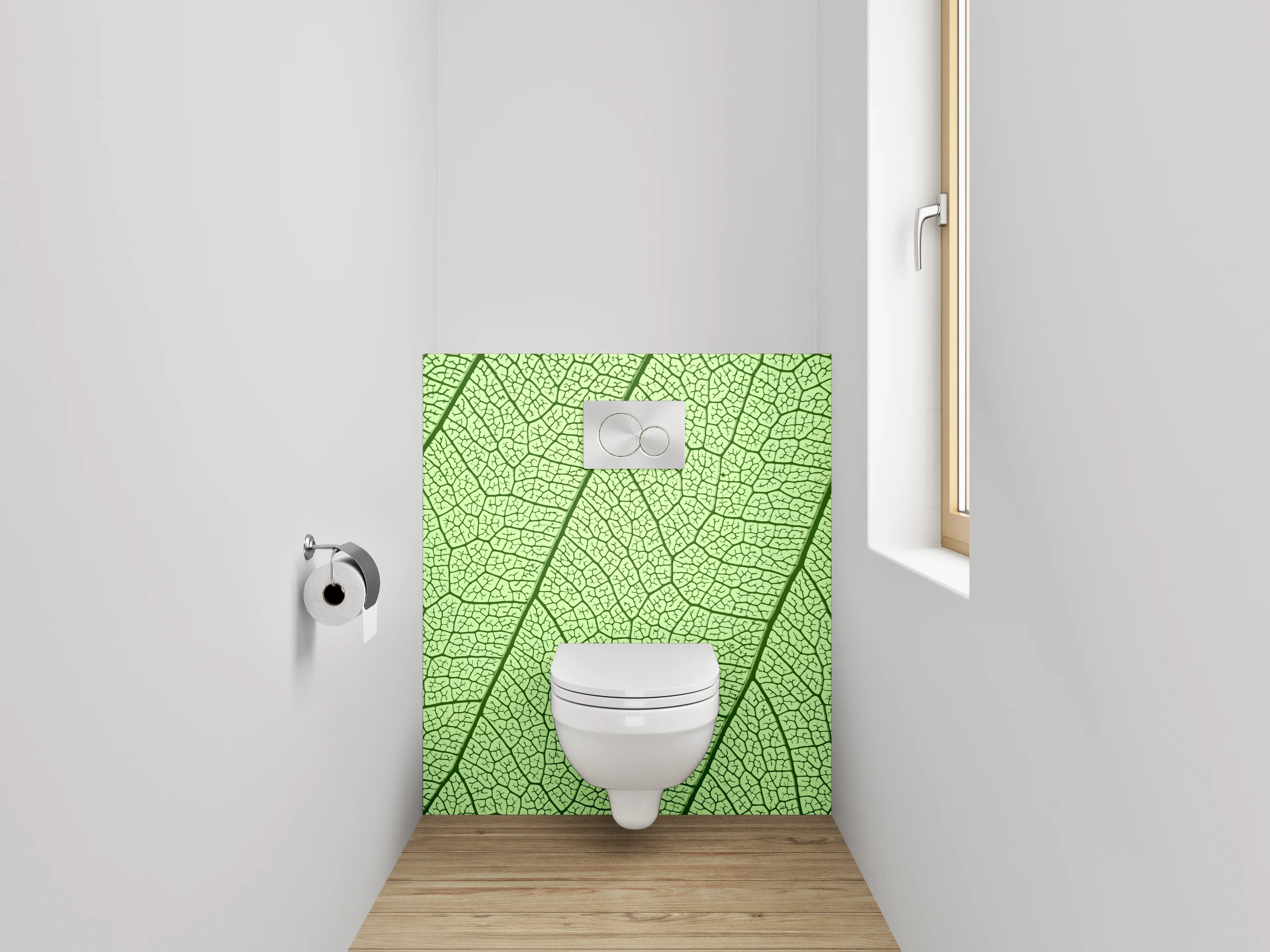WC-Rückwand - Blattstruktur Makro grün