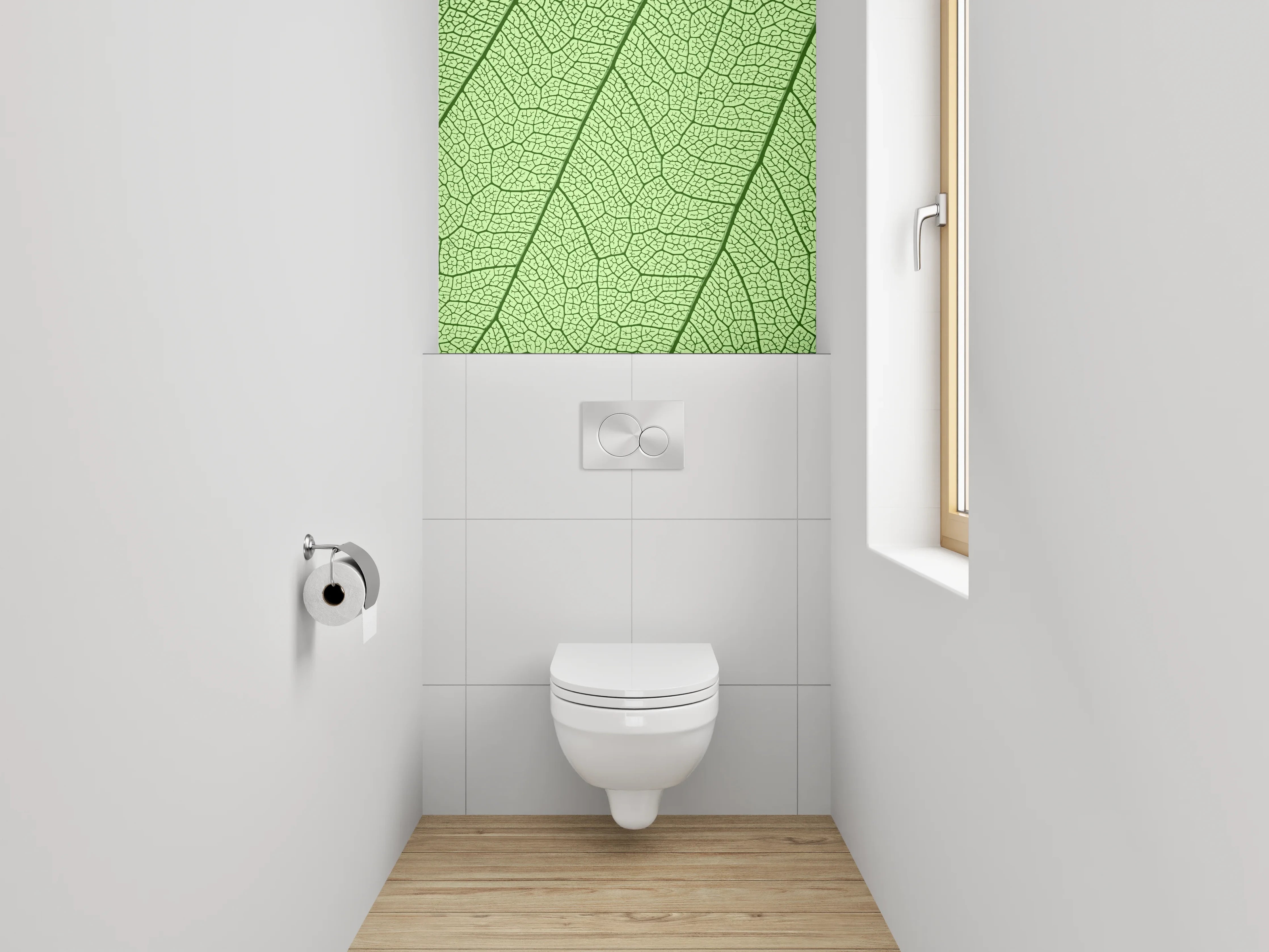 WC-Rückwand - Blattstruktur Makro grün