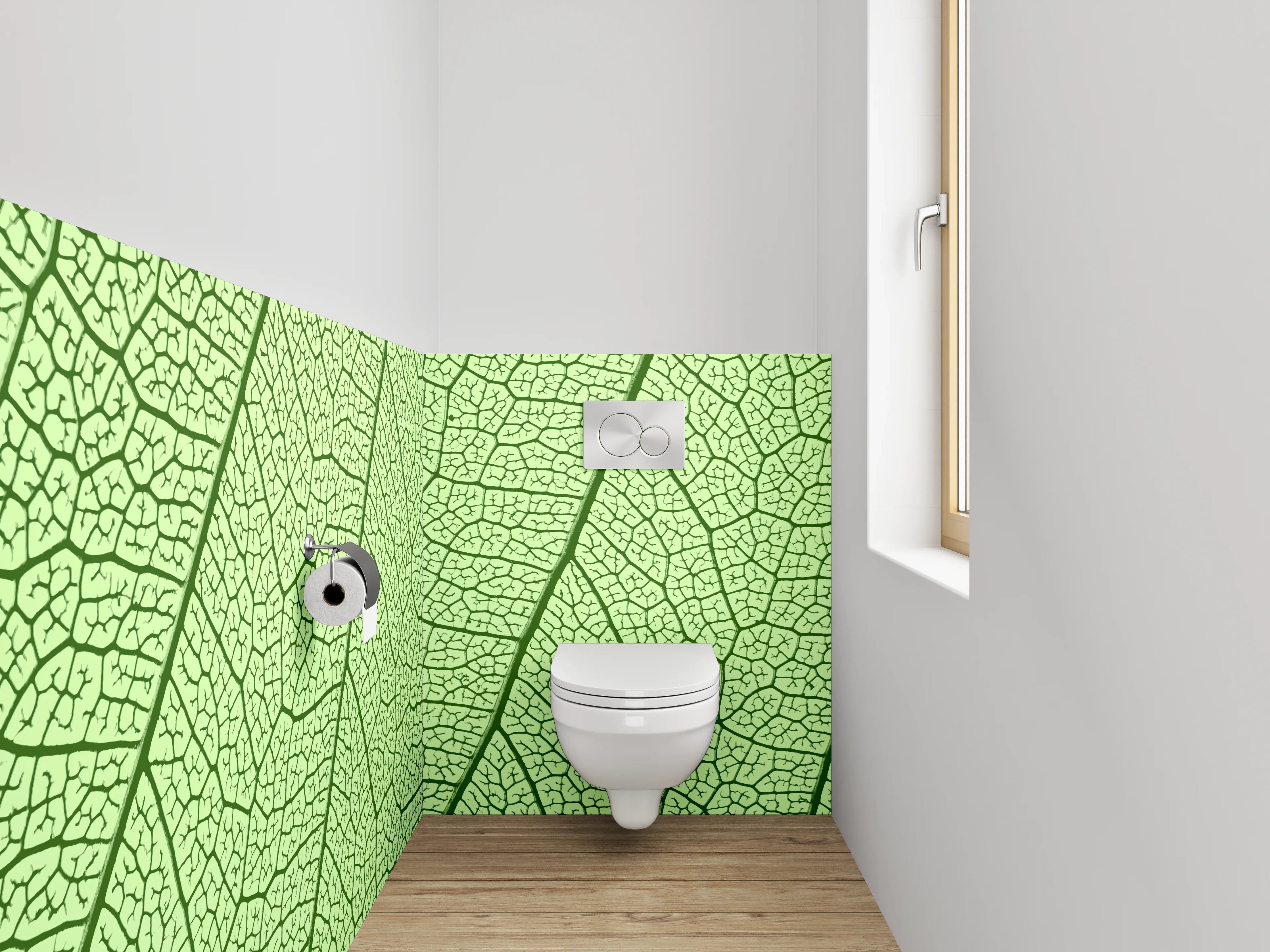 WC-Rückwand - Blattstruktur Makro grün