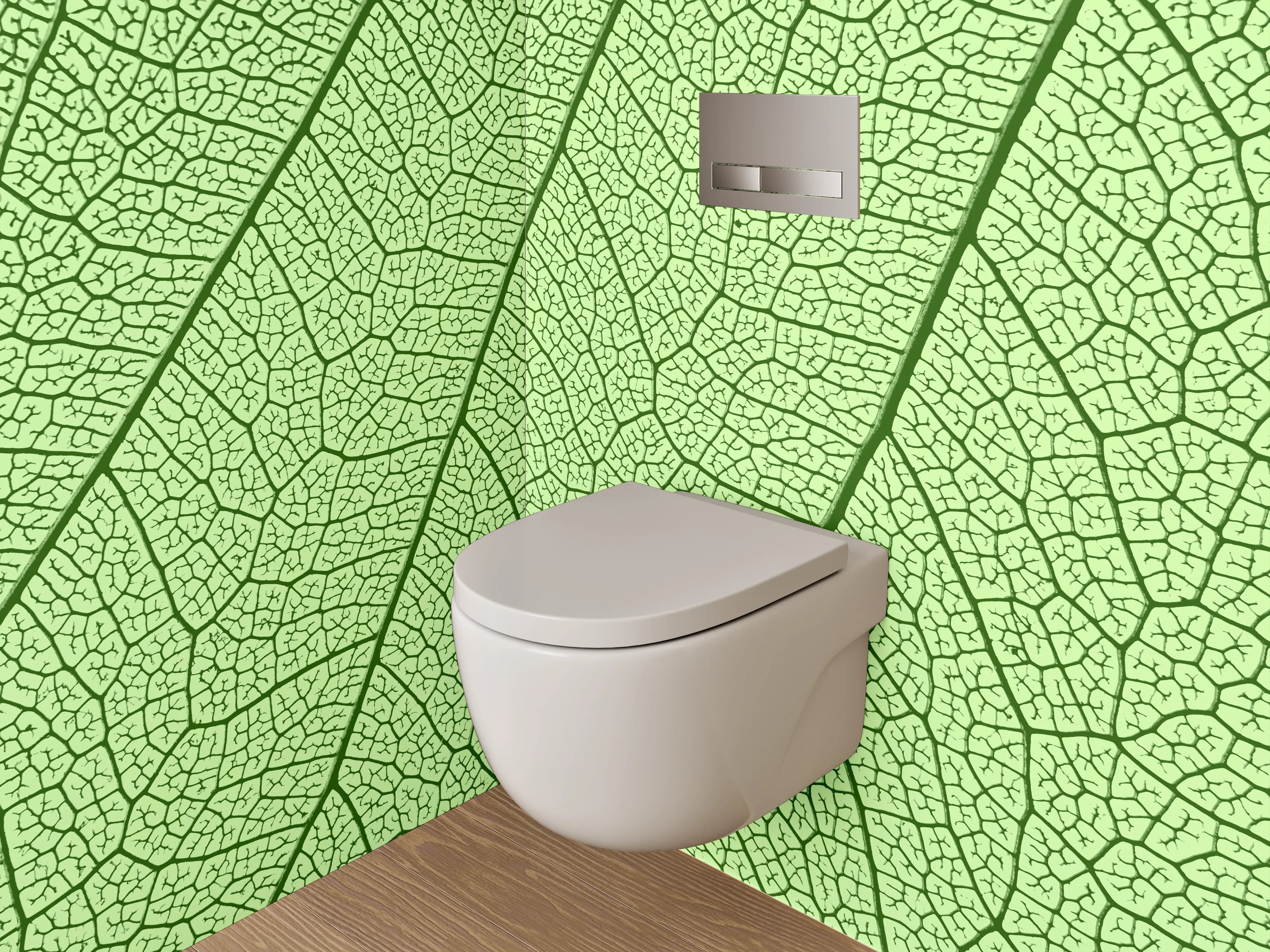 WC-Rückwand - Blattstruktur Makro grün
