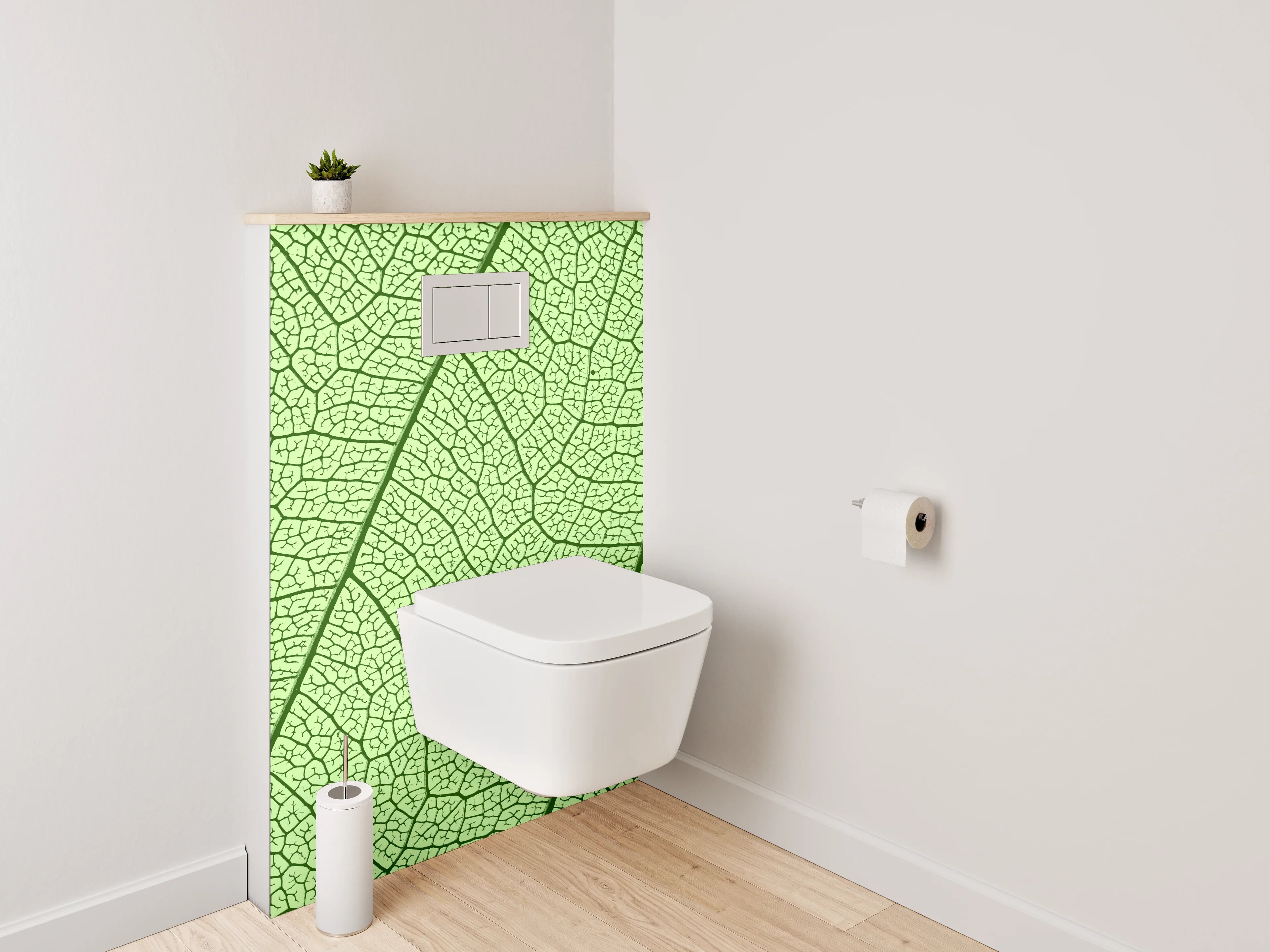 WC-Rückwand - Blattstruktur Makro grün