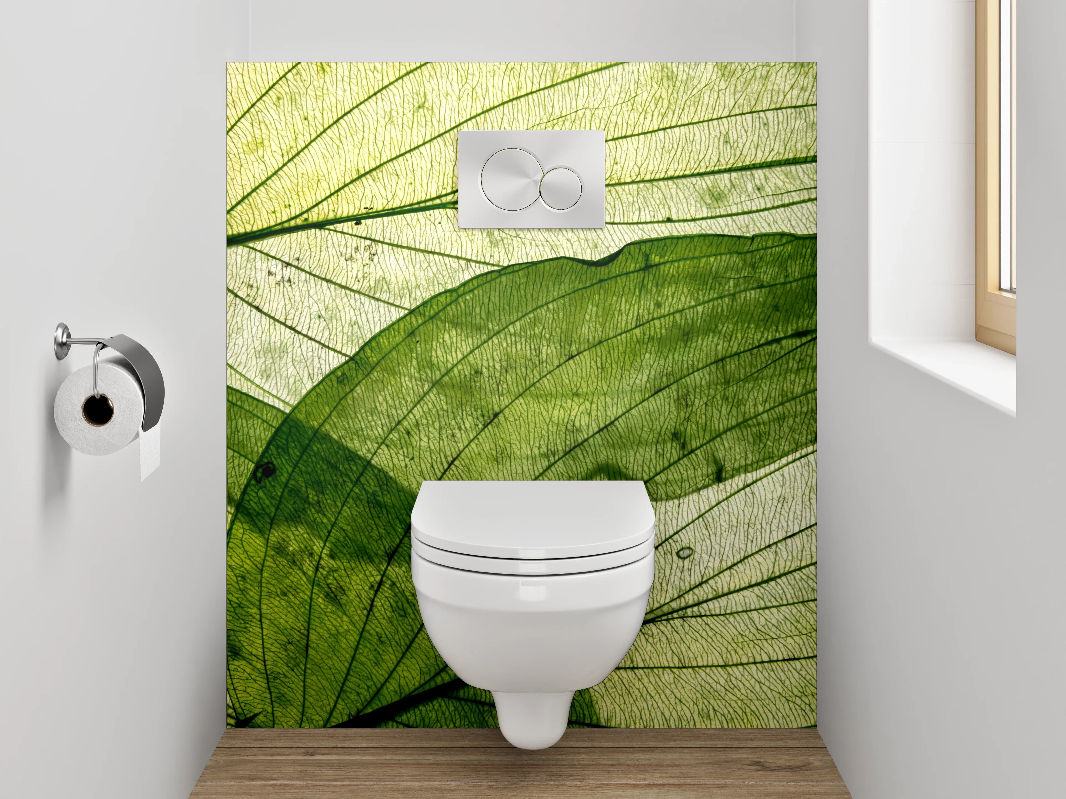 WC-Rückwand - Blattstruktur Naturgrün