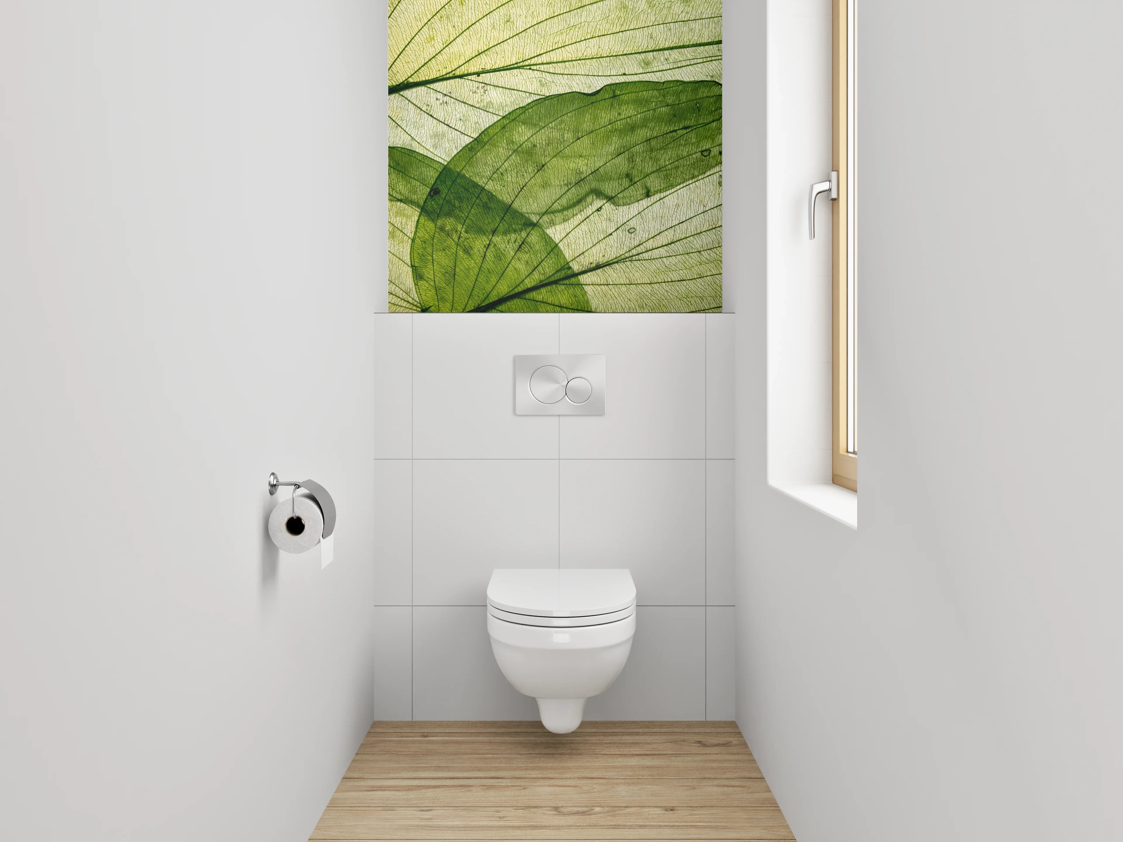 WC-Rückwand - Blattstruktur Naturgrün