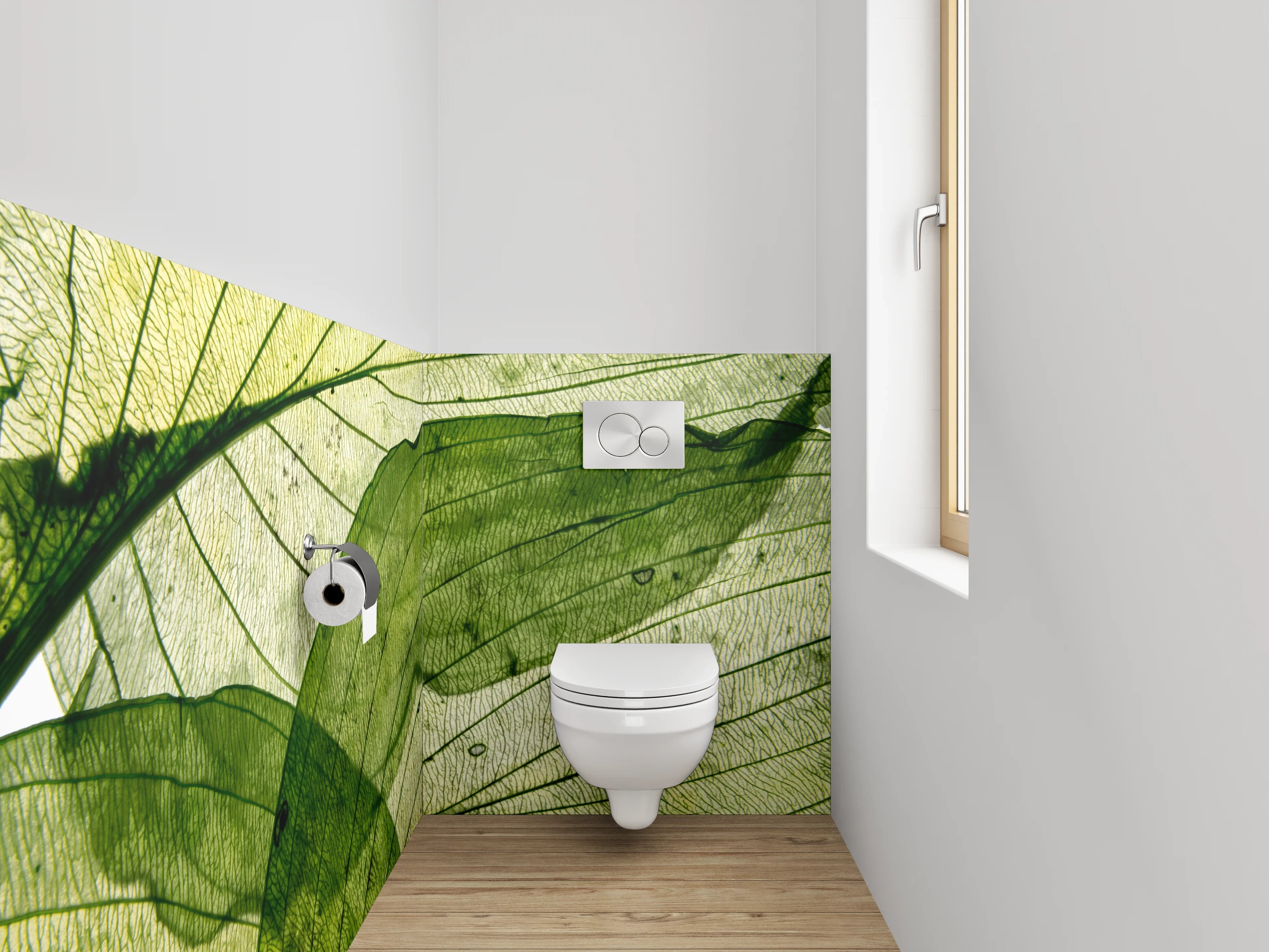 WC-Rückwand - Blattstruktur Naturgrün