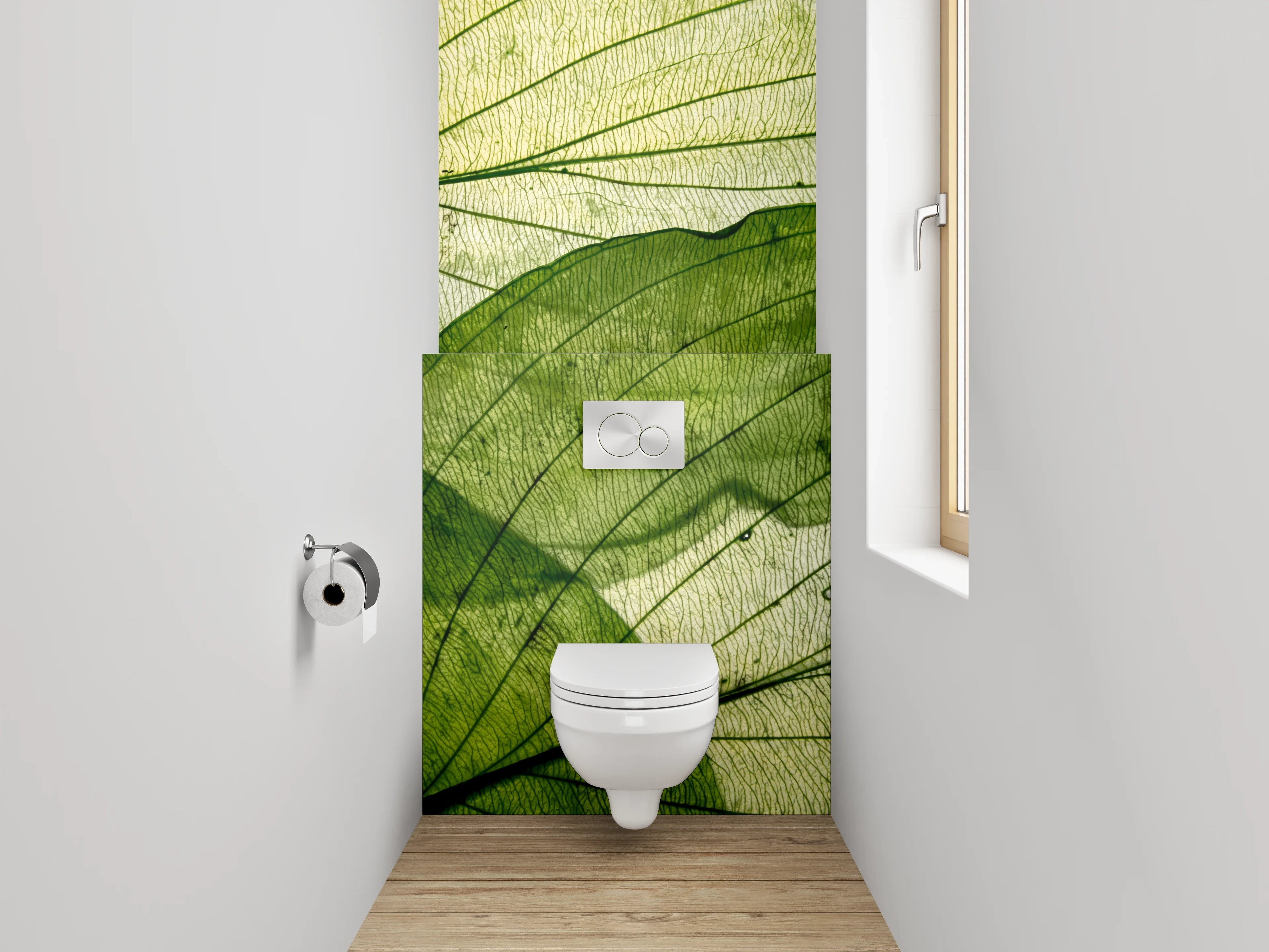 WC-Rückwand - Blattstruktur Naturgrün