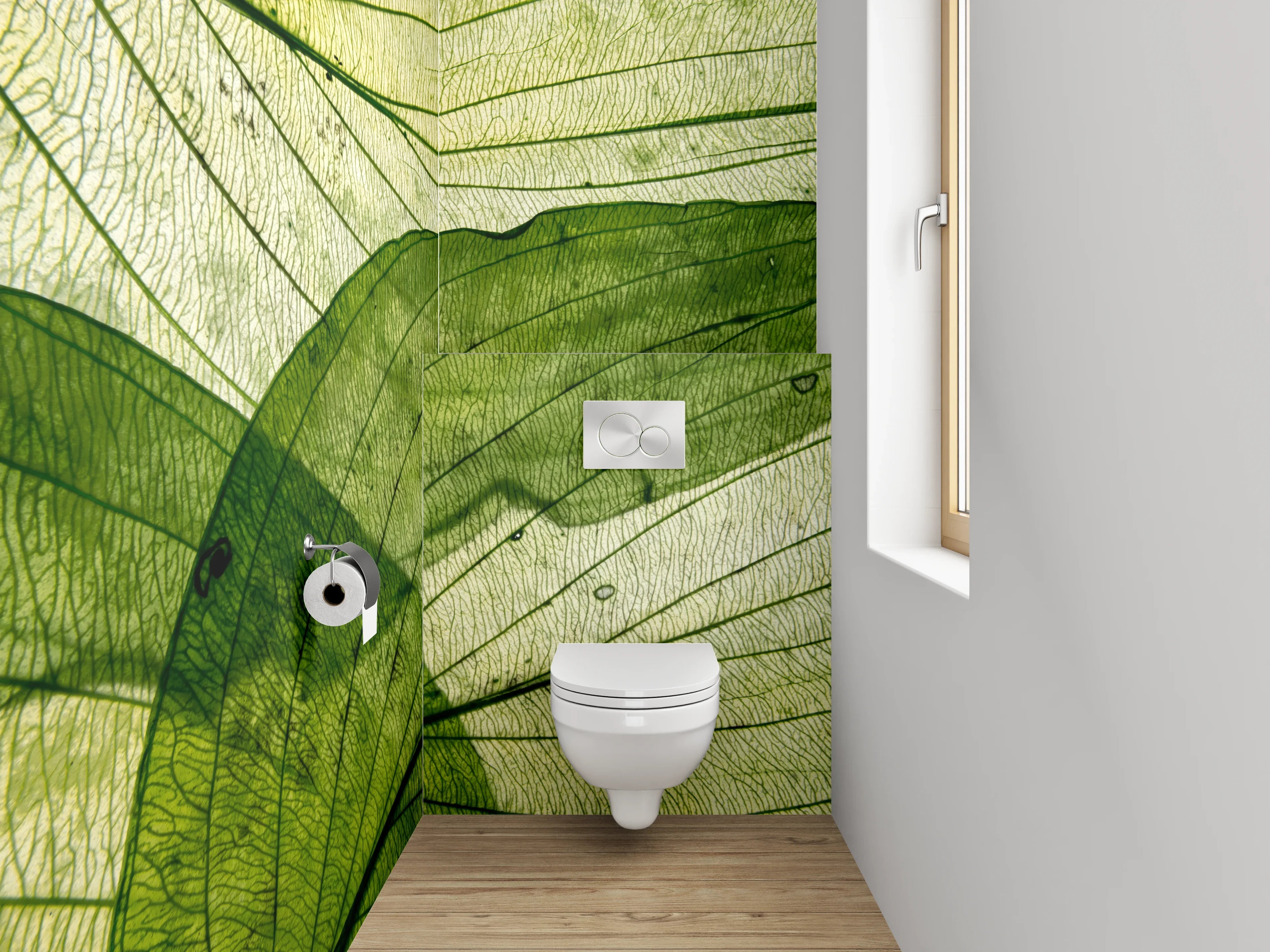 WC-Rückwand - Blattstruktur Naturgrün