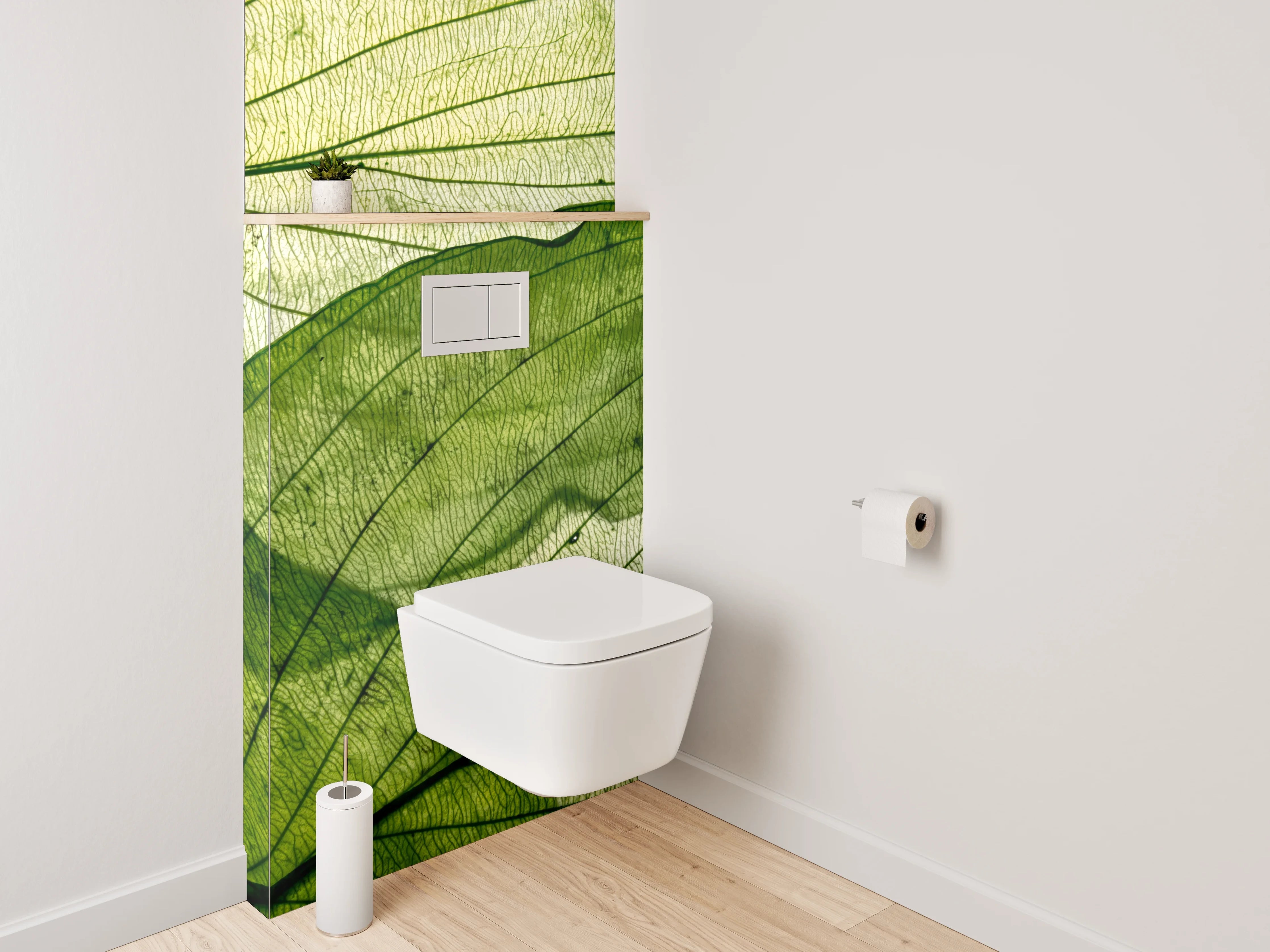 WC-Rückwand - Blattstruktur Naturgrün