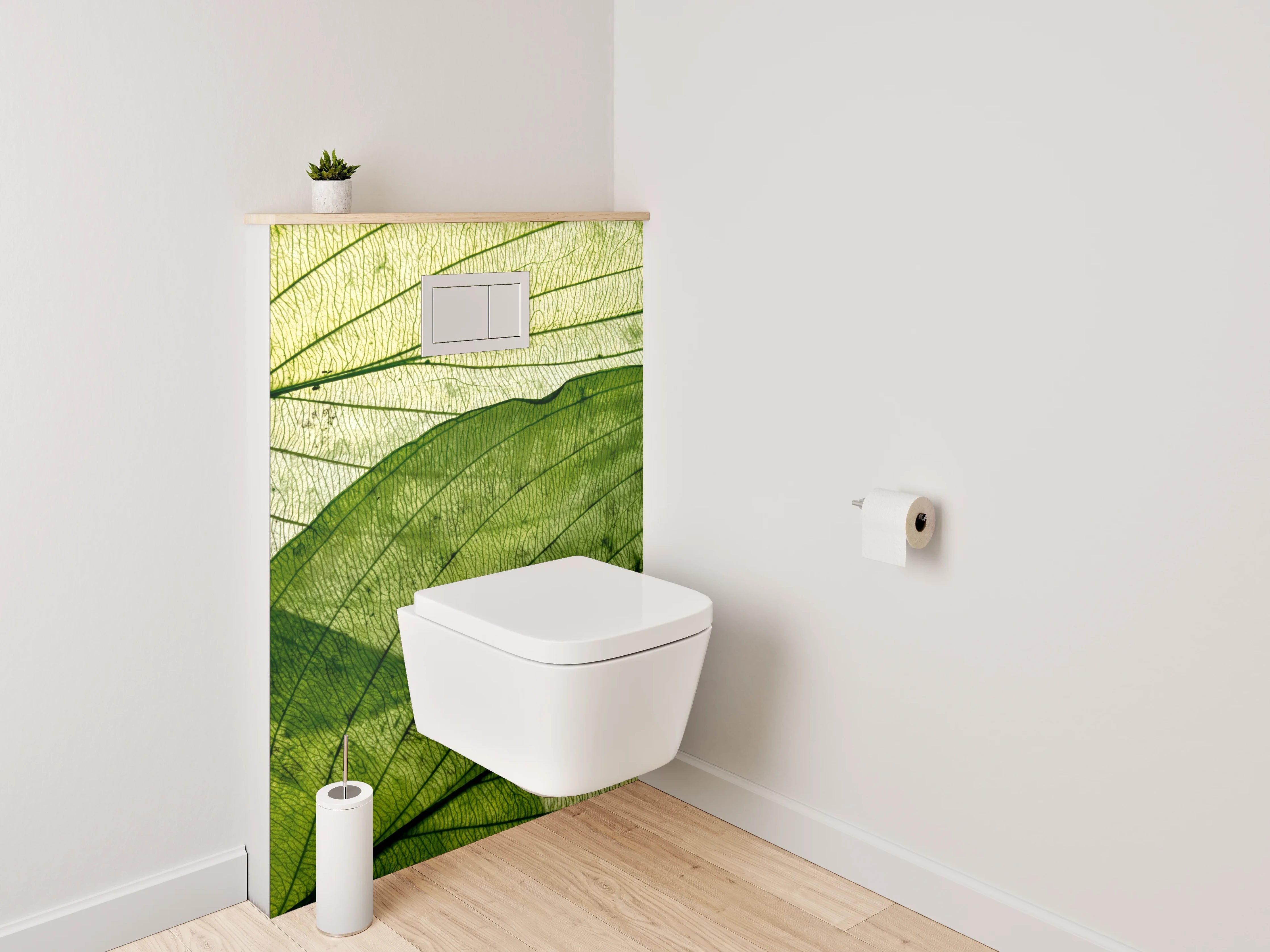 WC-Rückwand - Blattstruktur Naturgrün