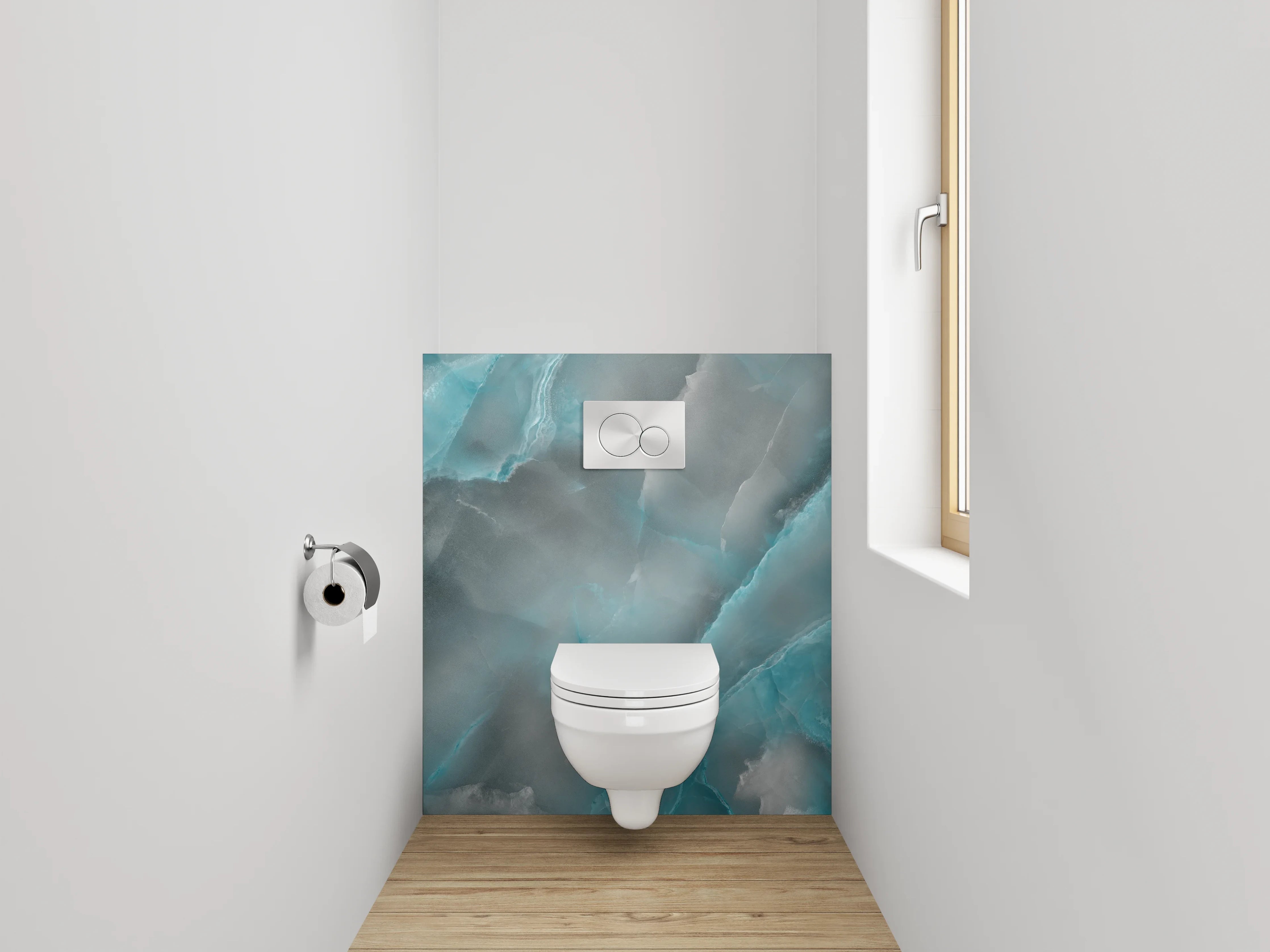 WC-Rückwand - Blau-Grauer Marmor-Style