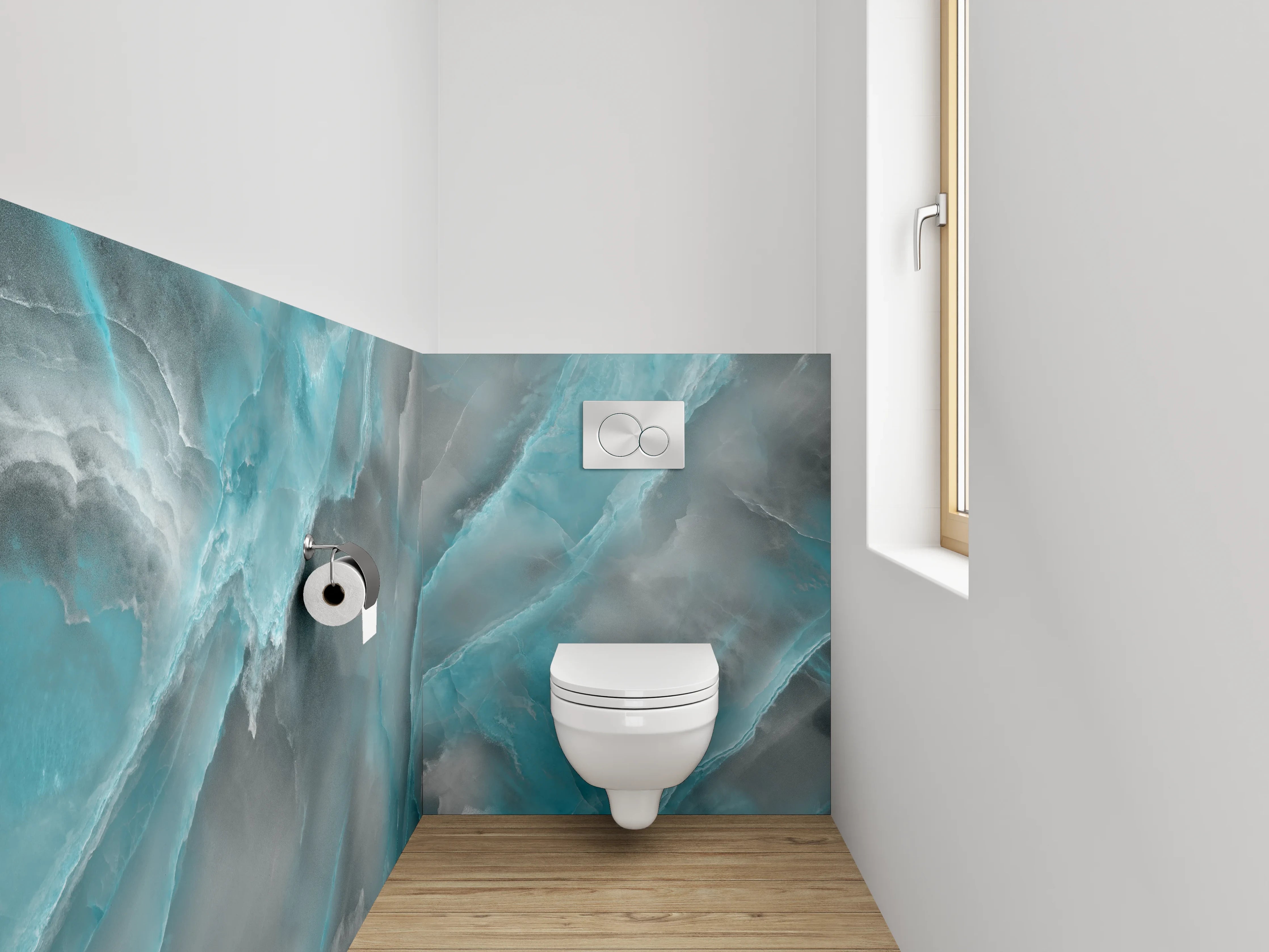 WC-Rückwand - Blau-Grauer Marmor-Style