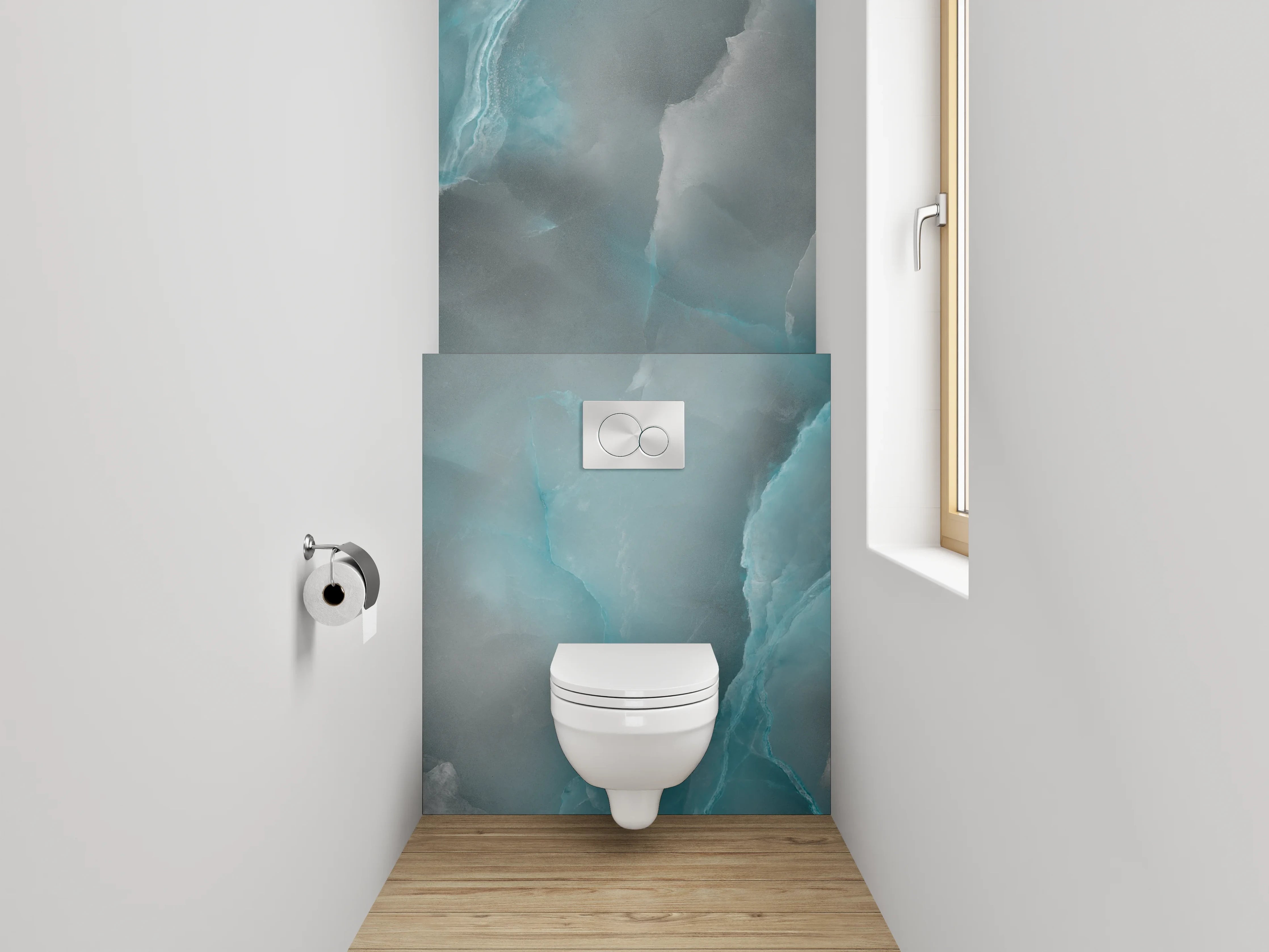 WC-Rückwand - Blau-Grauer Marmor-Style