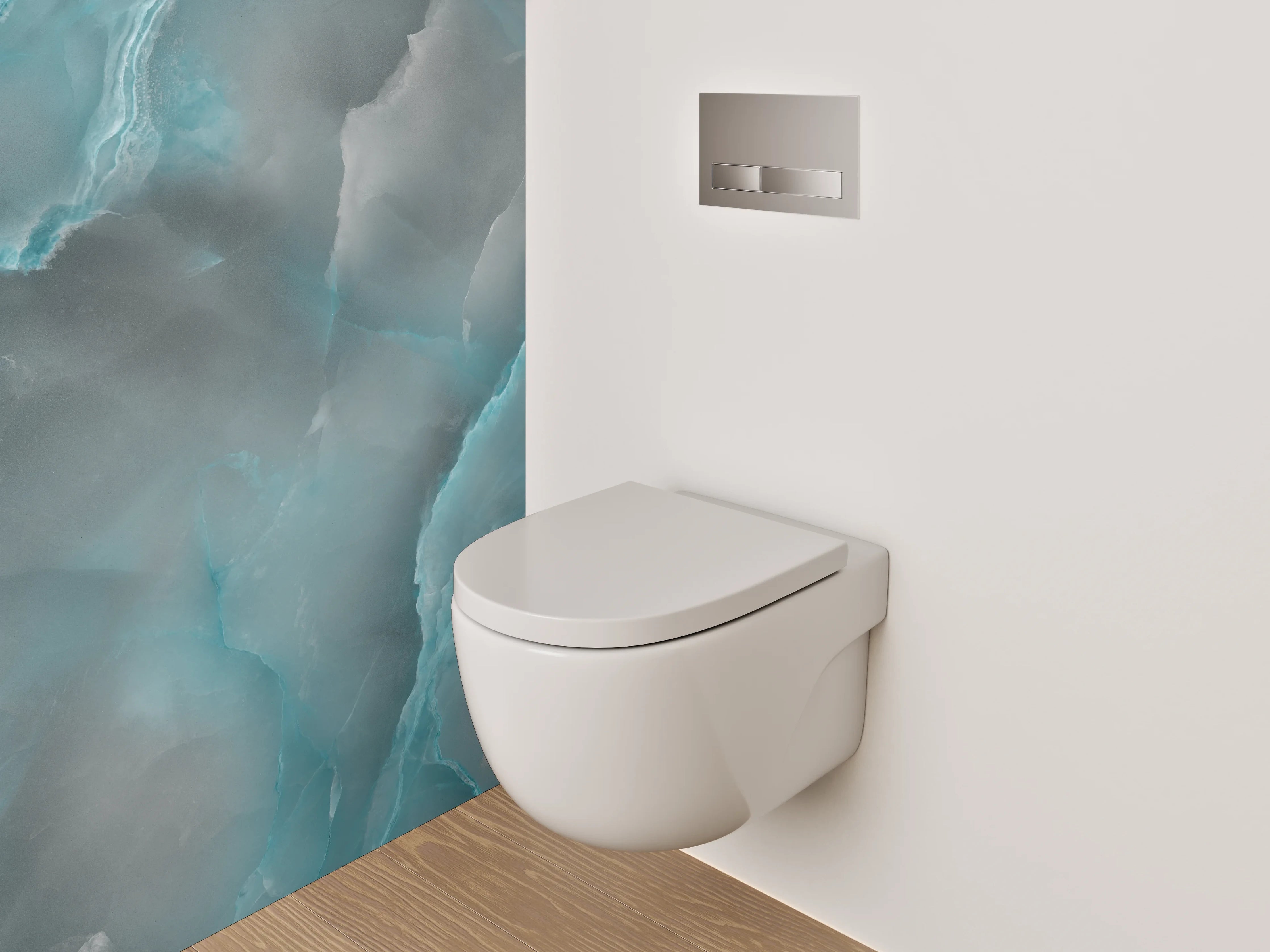 WC-Rückwand - Blau-Grauer Marmor-Style