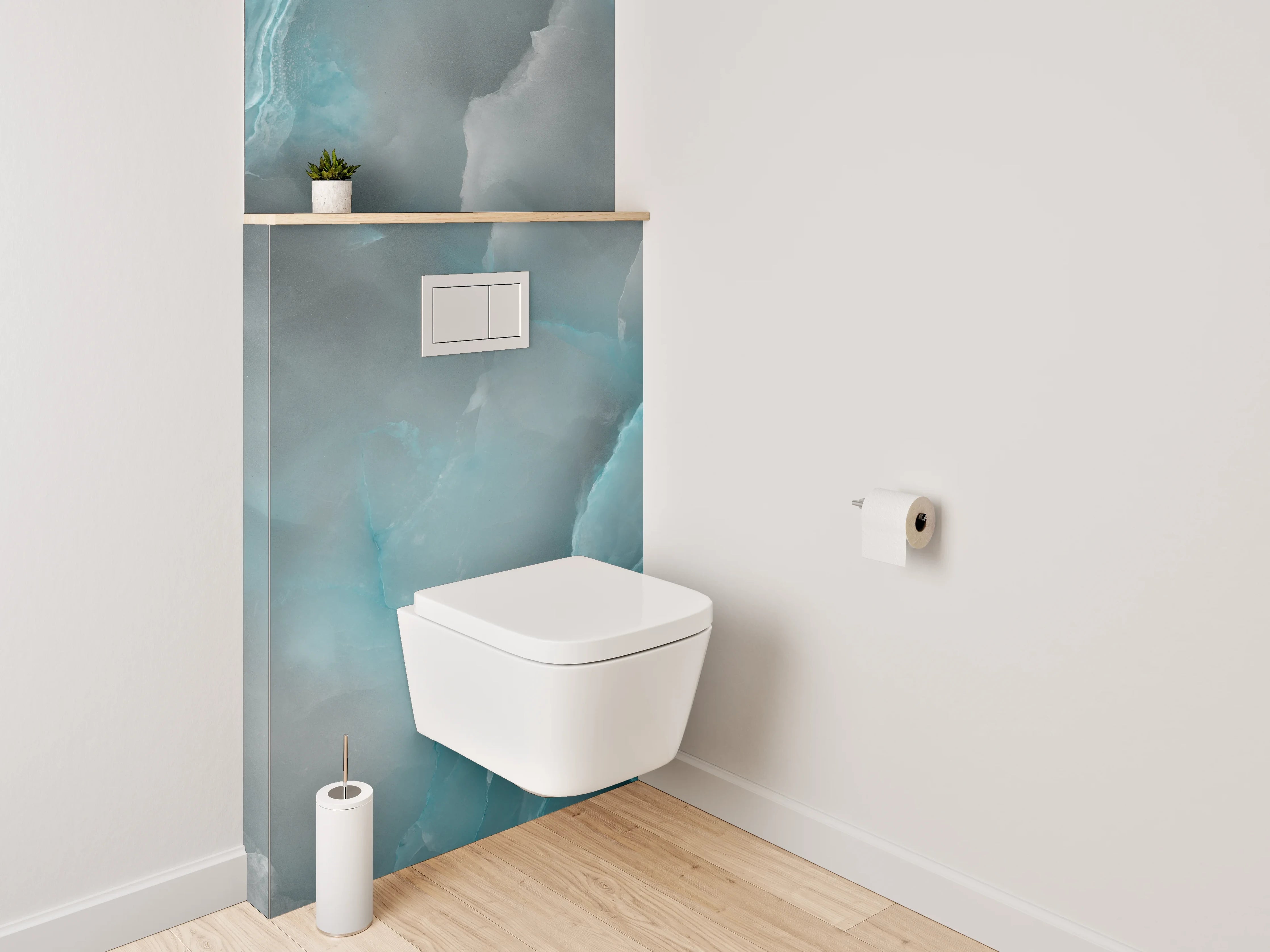 WC-Rückwand - Blau-Grauer Marmor-Style