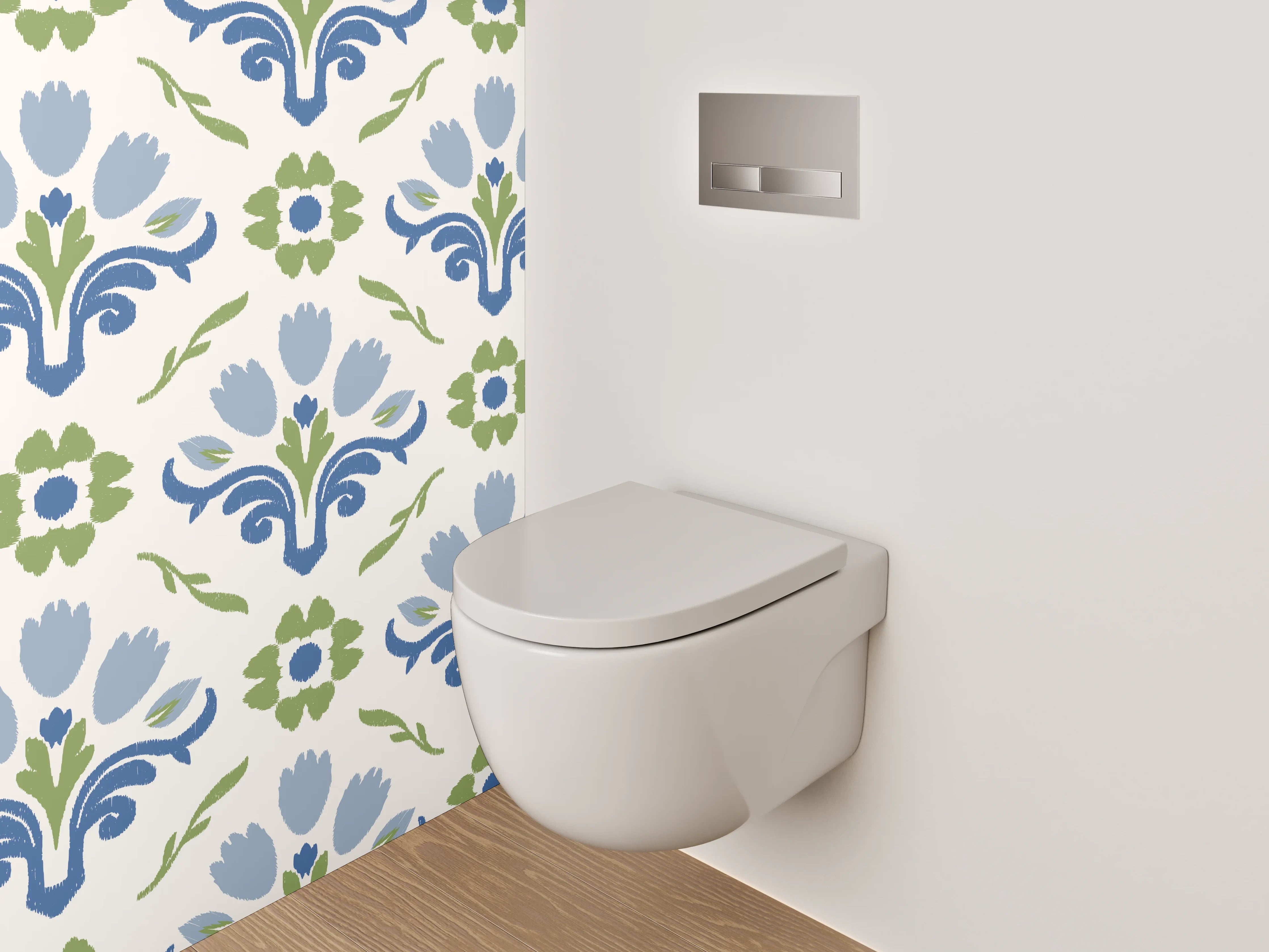 WC-Rückwand - Blau-Grün Ornament Muster Tapete