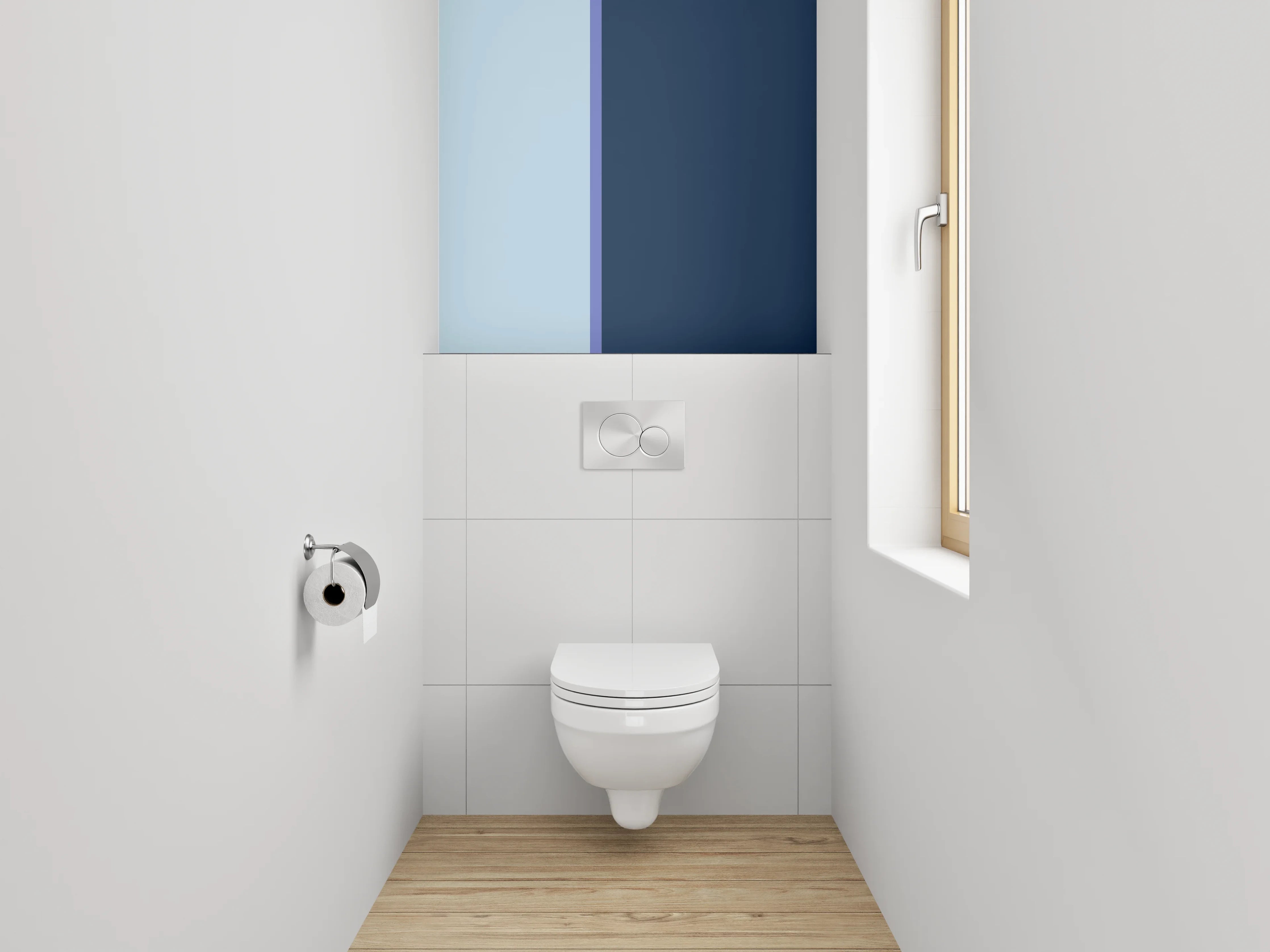 WC-Rückwand - Blau-Weiße Farbpalette, strukturierte Textur